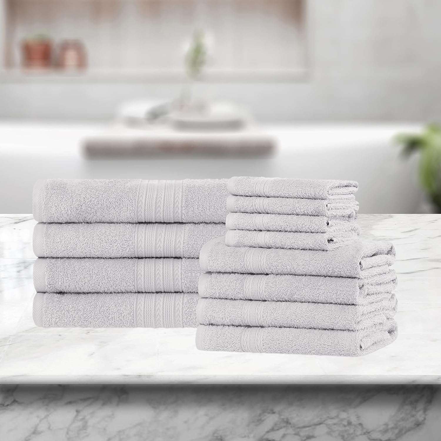Premium 12-Piece Organic Cotton Towel Set | Soft, Eco-Friendly & Absorbent Bath Towels for Spa, Gym & Home Use