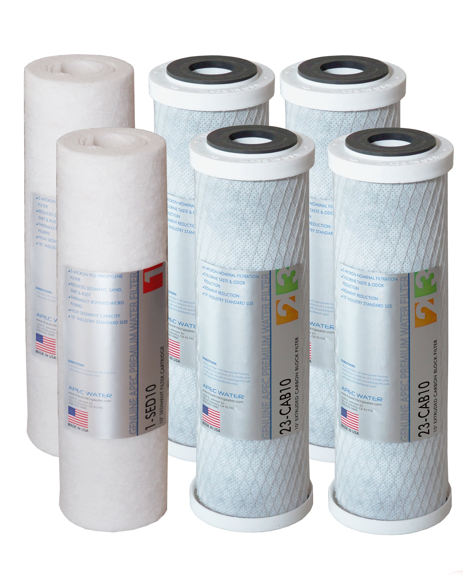 APEC ULTIMATE Series US Made 2 Sets of Stage 1, 2 & 3 Replacement Filters for Undersink Water Filtration System (FILTER-SETX2) - Perfect for Home, Office, and RV Use