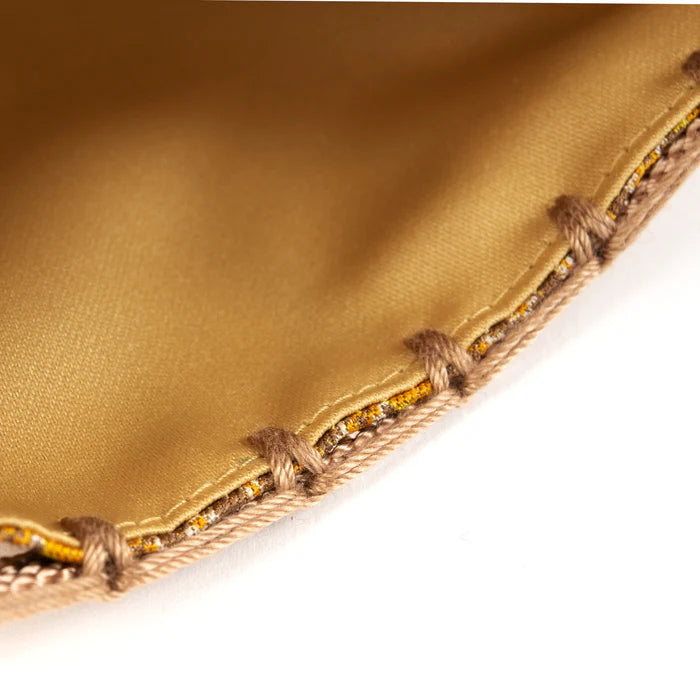 Nishijin Ori Small Drawstring Bag - Cock & Golden Brown - Handmade in Kyoto Japan - Traditional Japanese Craft Purse - Perfect for Coins, Jewelry & Gift Giving