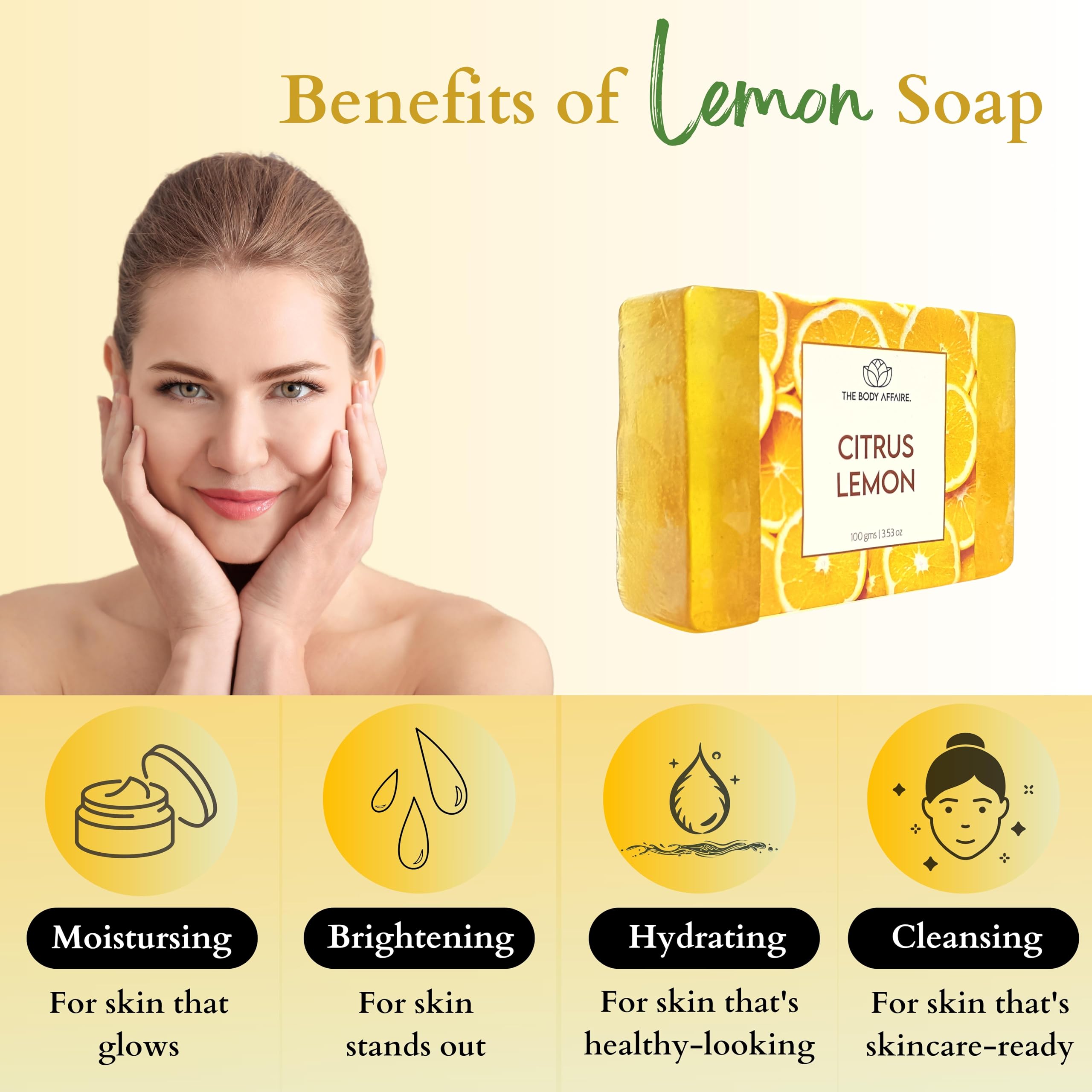 FORGANIK Handmade Soap by The Body Affaire - 100g Citrus Lemon Scented Natural Soap for Sensitive Skin | Moisturizing & Refreshing Bath & Body Care | Perfect for Daily Use, Gifts & Spa Relaxation