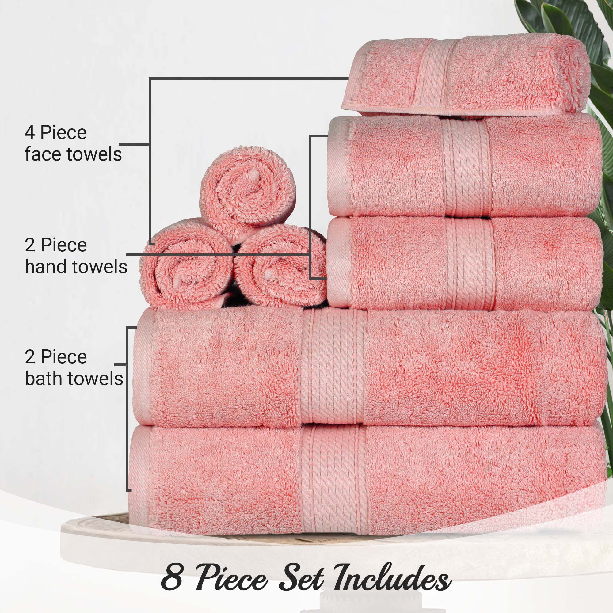 Premium 8-Piece Egyptian Cotton Towel Set - Ultra Soft, Heavyweight & Plush for Bath, Spa & Luxury Home Decor