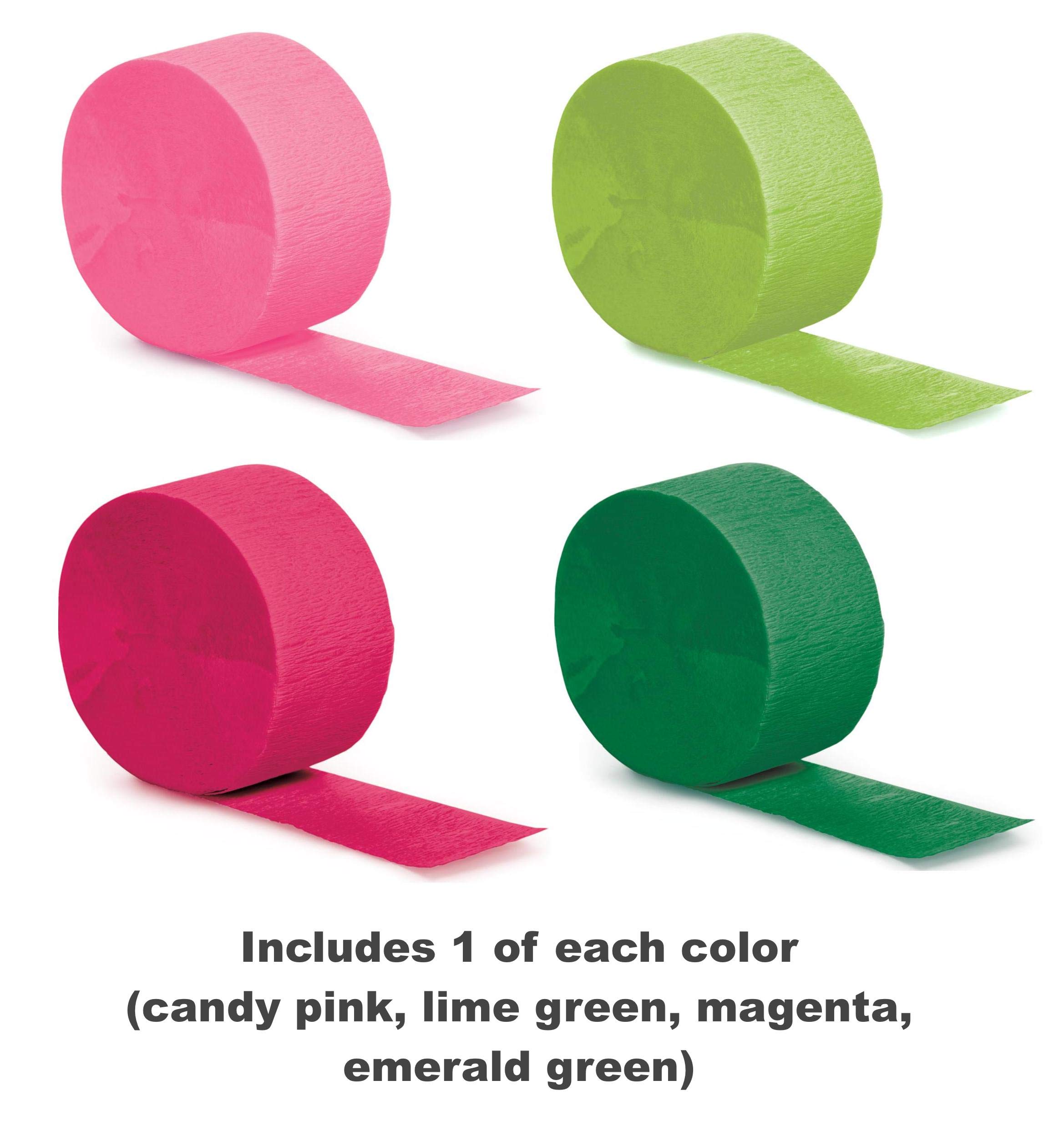 Watermelon Crepe Paper Streamers - 4 Pack Tropical Party Decorations for Summer BBQs, Fruit Themed Birthdays & Luau Parties