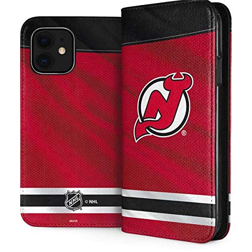 Officially Licensed NHL New Jersey Devils Home Jersey Faux-Leather Wallet Phone Case for iPhone 12 - Slim Protective Folio Cover with Card Slots - Perfect for Hockey Fans & Everyday Use