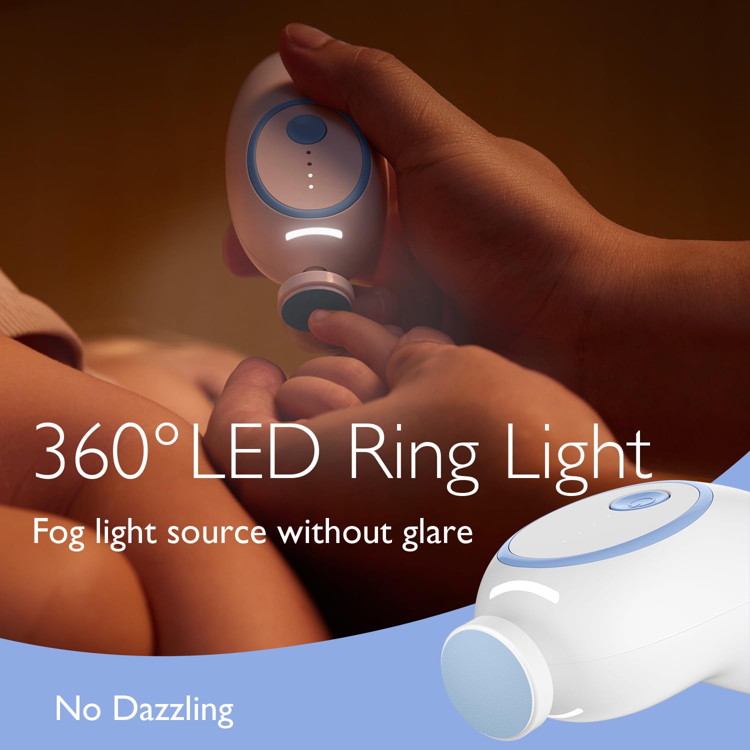 Momcozy Rechargeable Electric Baby Nail Trimmer with 7 Grinding Heads & Night Light - Gentle Baby Nail Clipper for Newborns & Toddlers - Perfect for Safe Nail Care at Home or Travel