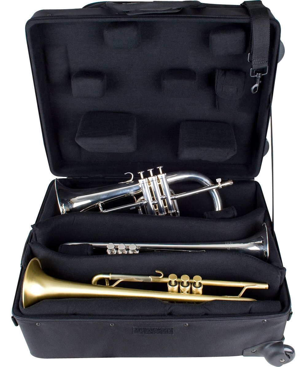 Protec Tec iPac IP301QWL 4-Trumpet Wheeled Case - Durable Black PRO PAC Storage for Musicians | Perfect for Travel, Gigs & Band Performances