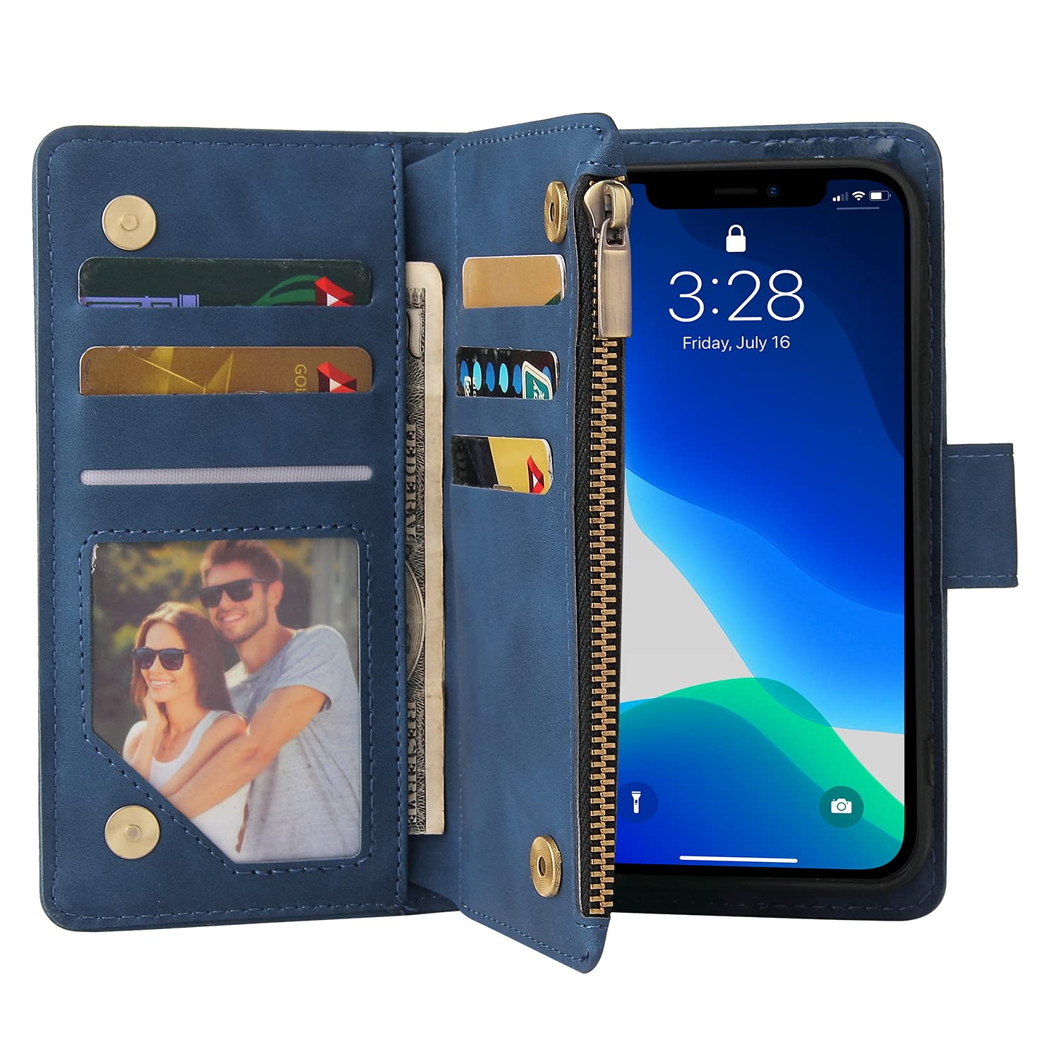 ASUWISH iPhone 13 Pro Wallet Case with Tempered Glass Screen Protector - 6.1