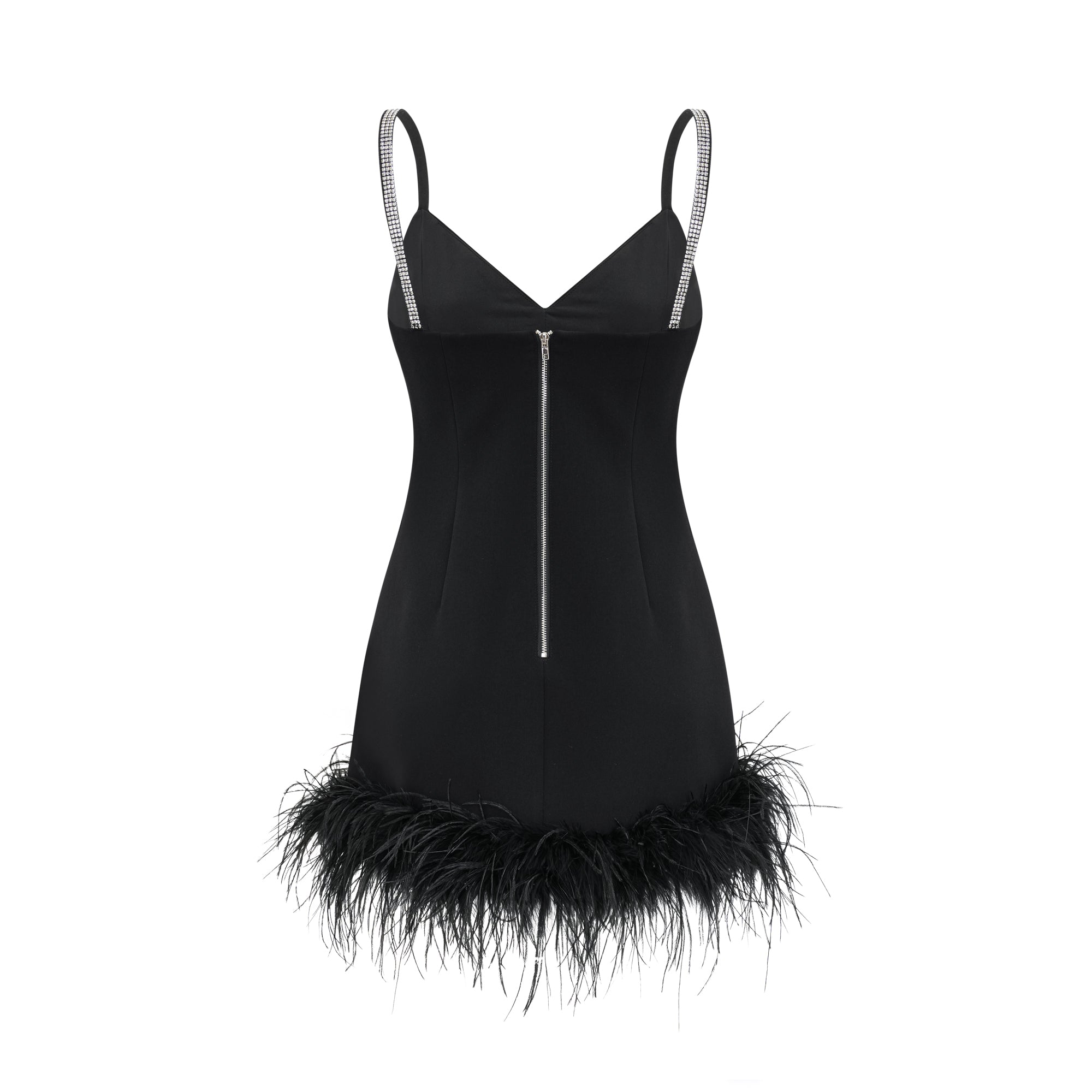 Elegant Embellished Feather Trim Mini Dress for Women - Perfect for Parties, Weddings & Special Occasions