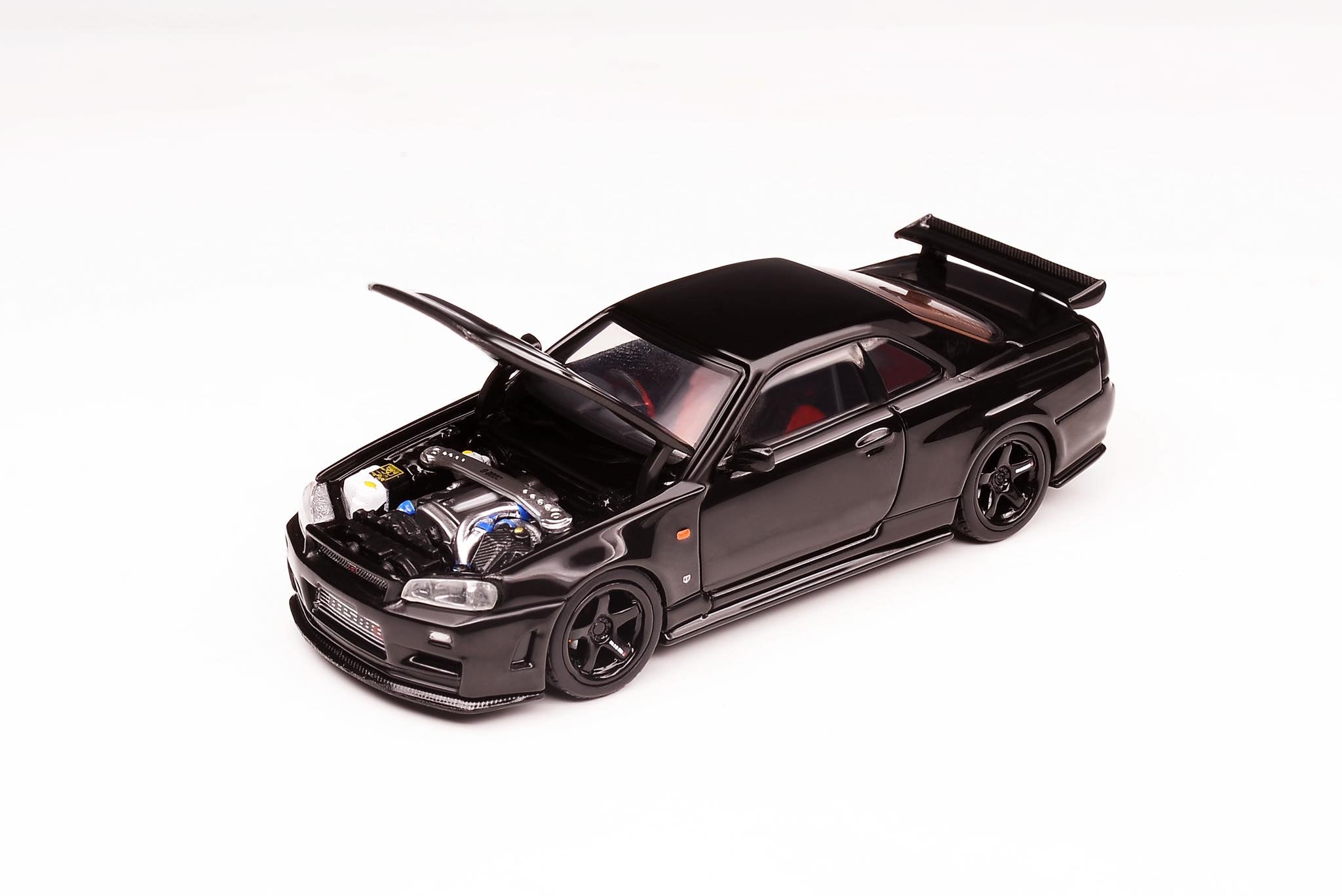 MotorHelix 1/64 Scale Diecast Nissan Skyline GT-R (BNR34) Z Tune Model Car in Pearl Black - Collectible Miniature for Display, Gifts, and Racing Enthusiasts