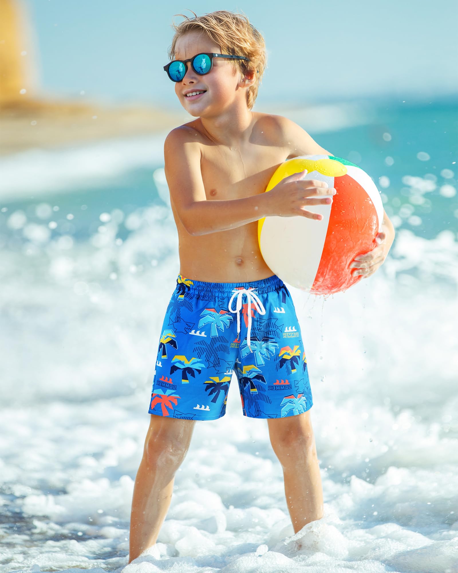 HASMES Boys Swim Trunks with Compression Liner - Quick Dry Bathing Suits & Board Shorts for Kids Age 5-14 Years - Perfect for Swimming, Beach, Pool & Water Sports Activities