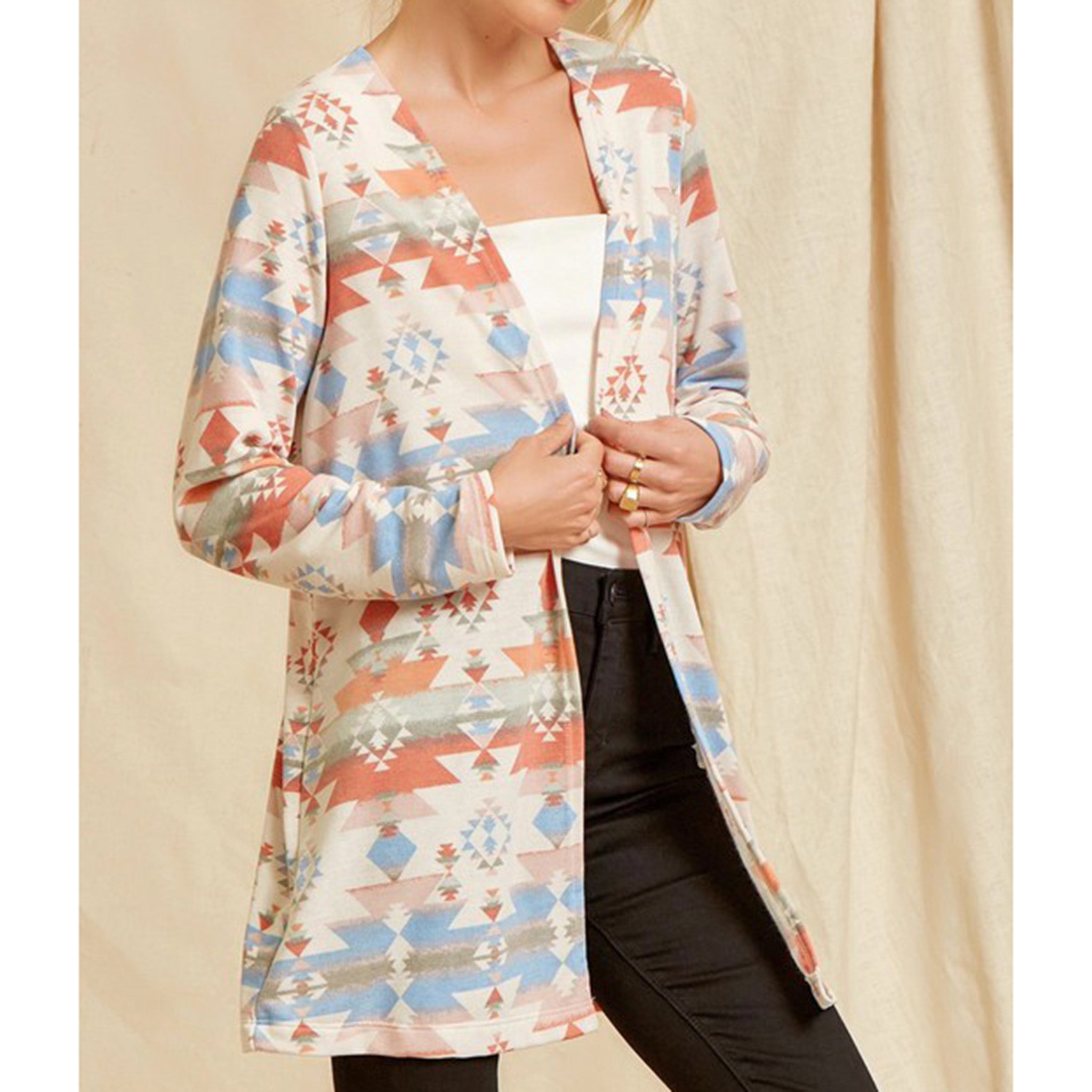 Andree Women's Multi Aztec Cardigan - Stylish Boho Open Front Knit Sweater for Fall & Winter | Perfect for Casual Outfits, Layering, and Cozy Evenings