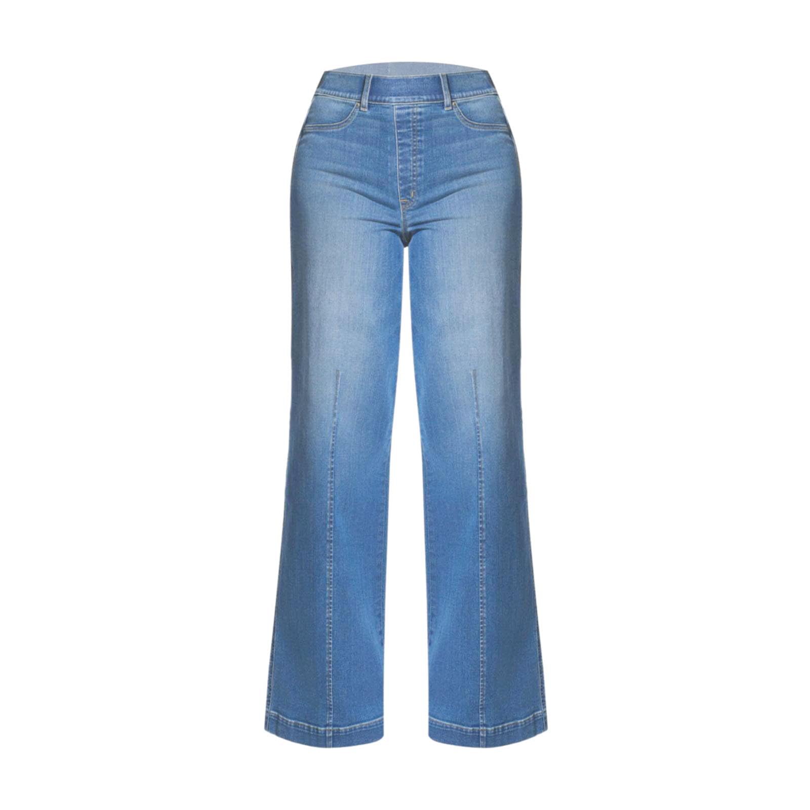 Women's Wide Leg Jeans - Stretchy Elastic Waist for Plus Size | Casual & Work