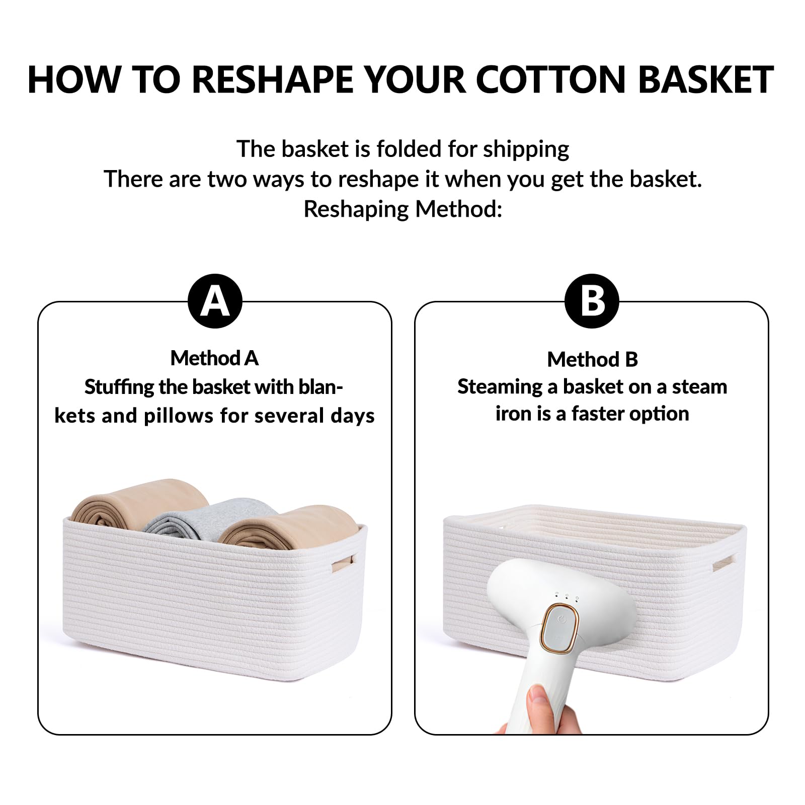 Large Woven Storage Baskets for Shelves & Closets - 17 x 13 x 7.5 Inch Organizer Bins for Clothes, Blankets, Towels, Toys | Nursery, Bedroom & Living Room Organization | Set of 2 Off-White Rope Baskets