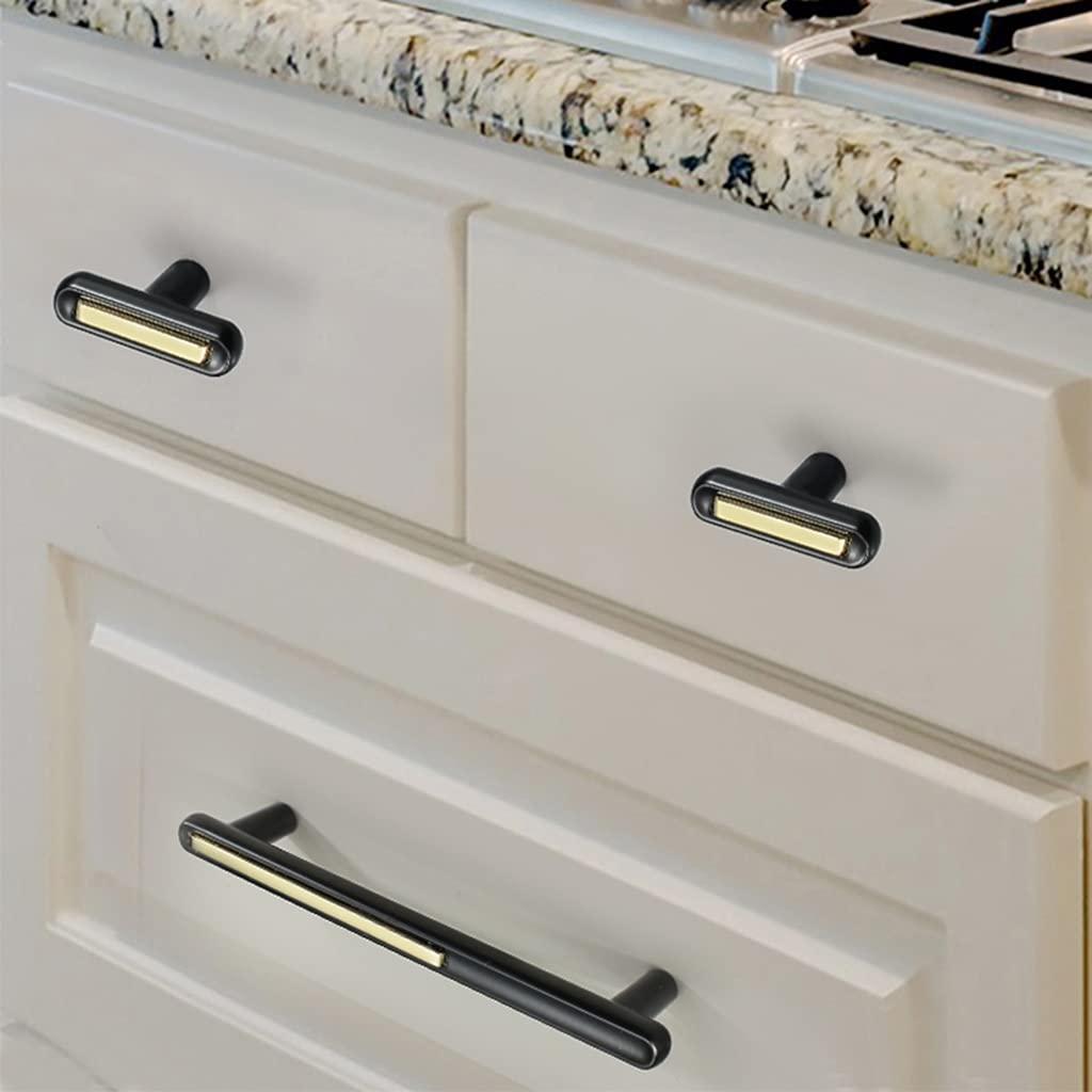 Black Modern Luxury Pulls Door Handle - 223mm Lightweight Metal Cabinet & Wardrobe Handle for Drawers & Doors - Perfect for Home, Office & Furniture Upgrades