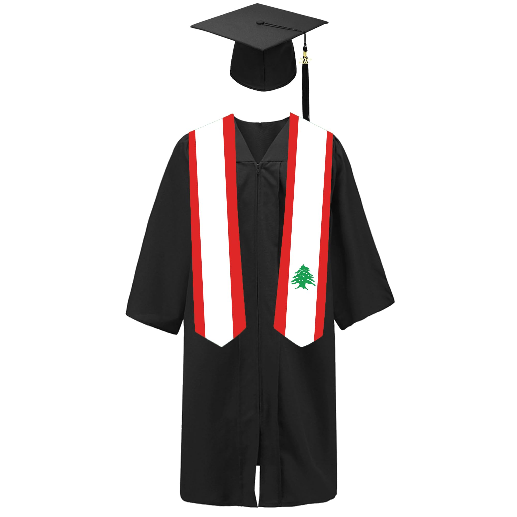 Lebanon Flag Graduation Stole - 180x13cm Double Sided Sash for International Students - Perfect for Study Abroad Graduation Ceremonies & Cultural Pride Celebrations