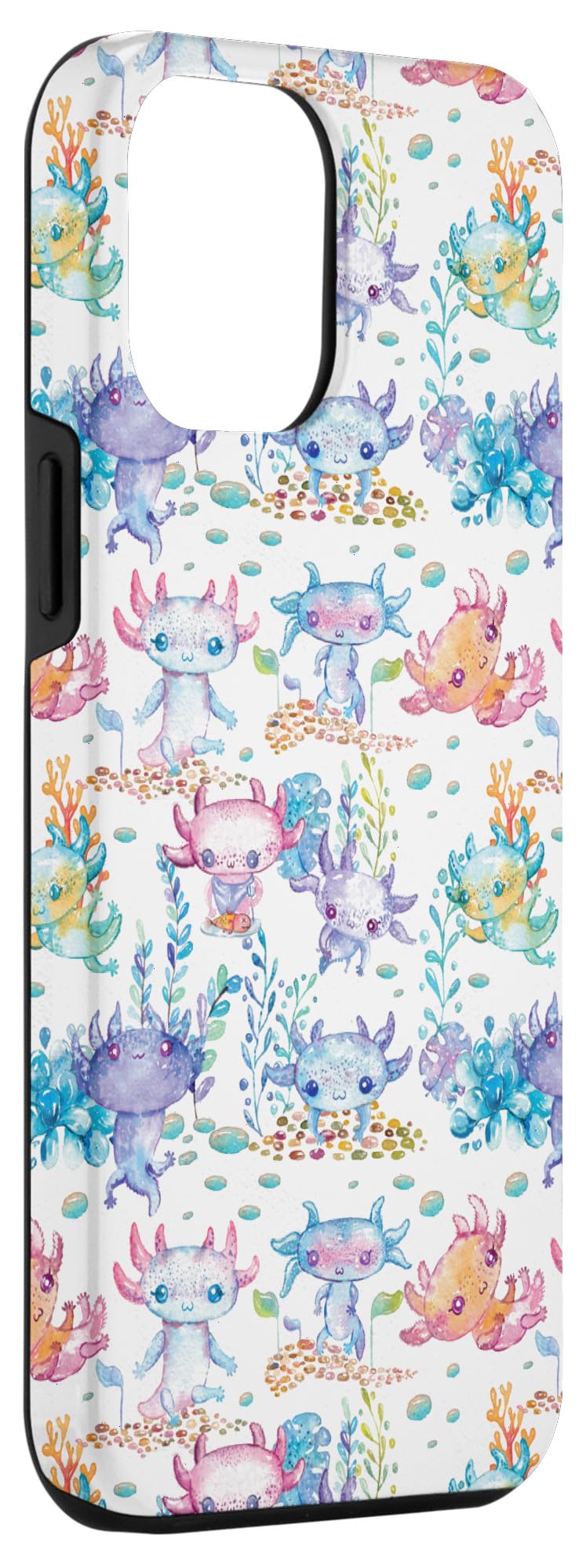 Cute Kawaii Watercolor Axolotl Phone Case for iPhone 12 Pro Max - Perfect Gift for Girls Kids Teens Axolotl Lovers - School, Travel & Daily Use Protective Cover