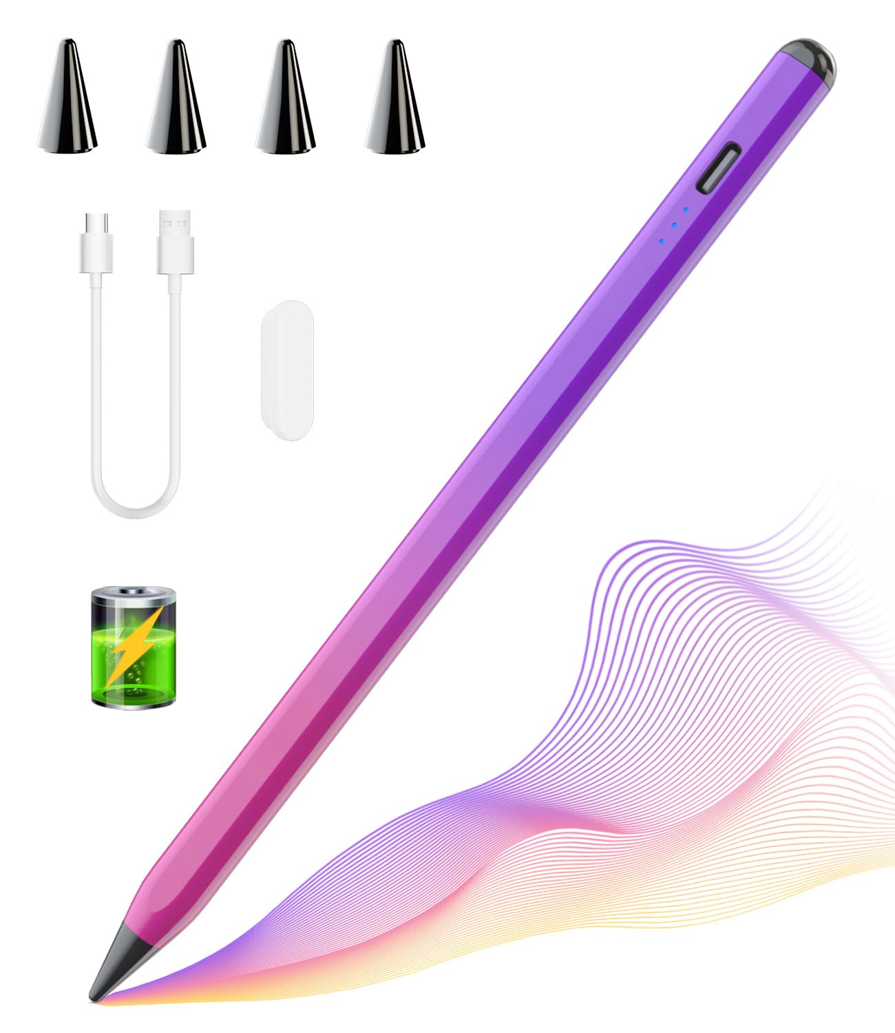 Premium Stylus Pen for iPad 10th/9th Gen, iPad Air 5/4/3, iPad Pro 11/12.9 Inch - Apple Pencil Alternative with Palm Rejection & Tilt Sensitivity, Magnetic Attachment (Purple & Red) - Perfect for Digital Art, Note-Taking & Professional Design