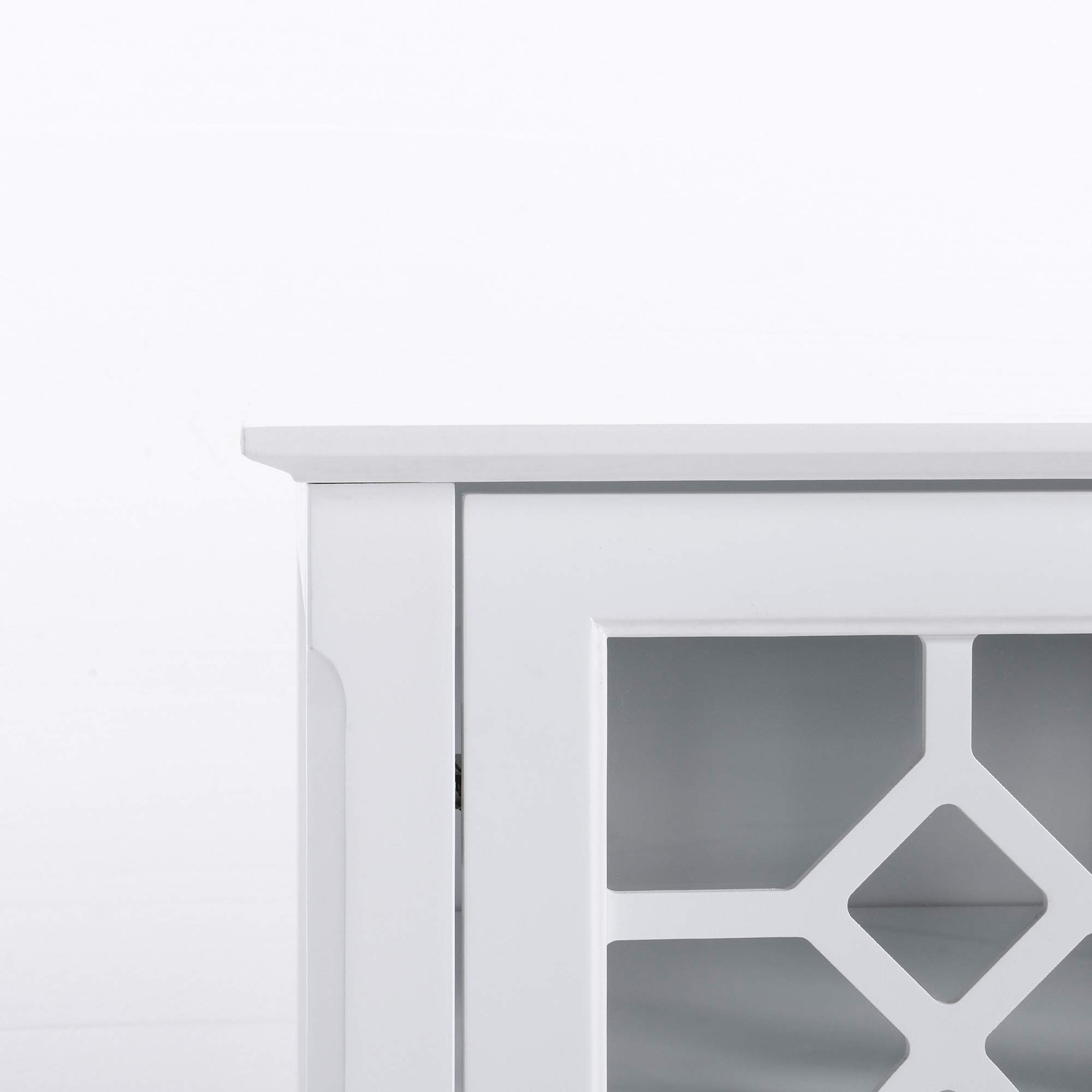 HOMCOM White Sideboard Buffet Cabinet with Glass Doors & Adjustable Shelves - Kitchen Storage Cabinet for Dining Room, Living Room & Home Decor | Perfect for Displaying China, Glassware & Home Essentials