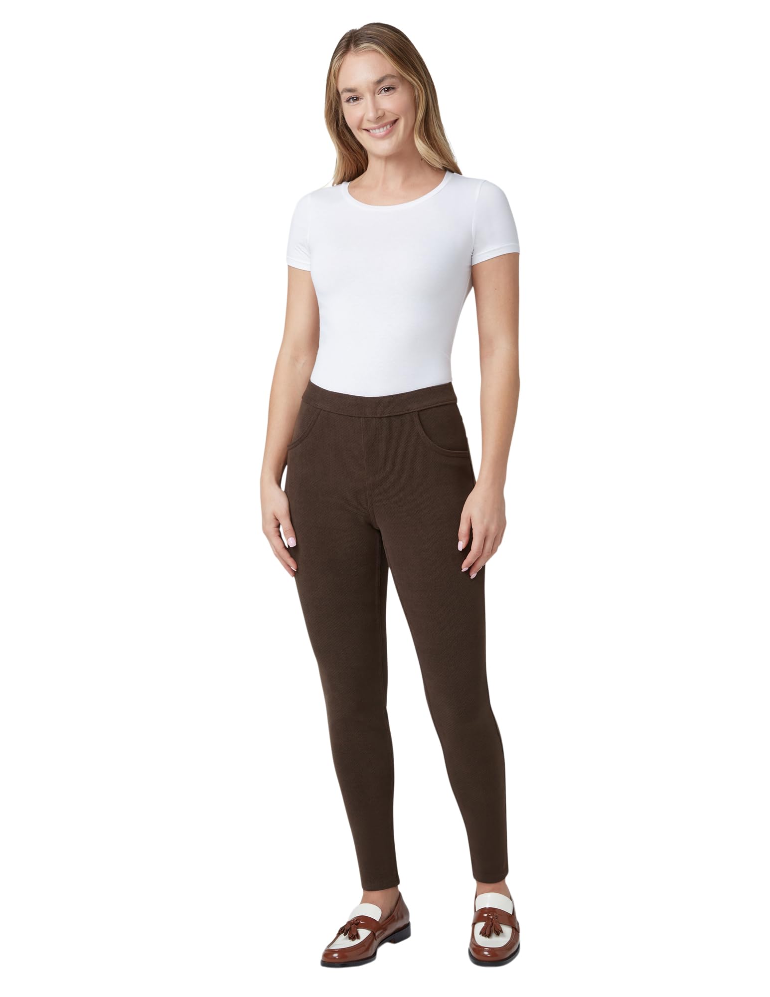 HUE Women's Soft Twill Jean Style Leggings - Comfortable Stretchy Jeggings for Everyday Wear | Perfect for Work, Yoga & Casual Outfits