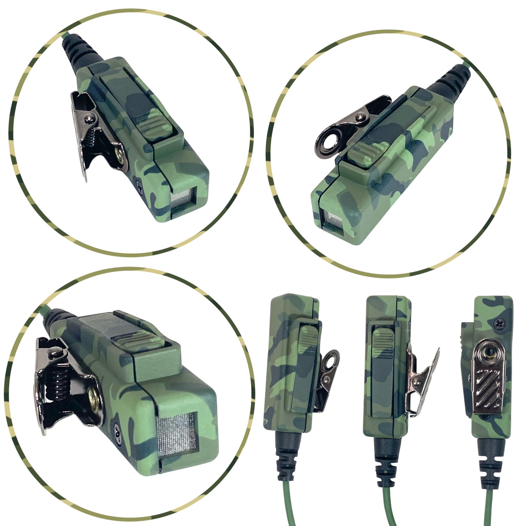MaximalPower (5 Pack) Camouflage 2-Wire Headset with Clear Coil Tube, Earbud & PTT Mic M1 Plug Kevlar for Motorola - Perfect for Tactical Communication, Security, and Outdoor Adventures
