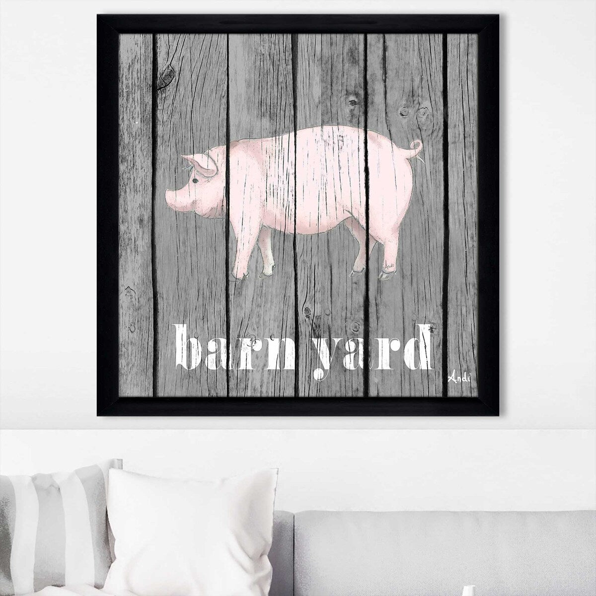 Square Barnyard Pig Print on Acrylic - Perfect for Home Decor, Wall Art, and Farmhouse Style Interior Design