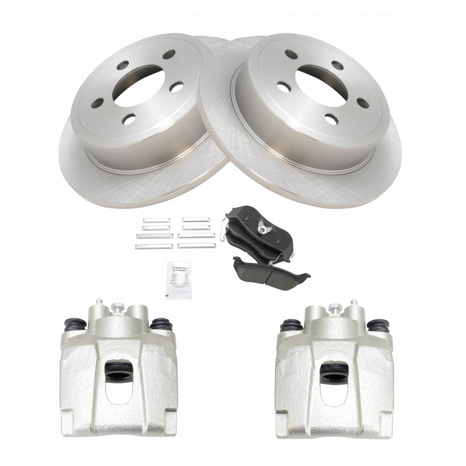High-Performance Rear Brake Pad & Rotor Kit - Ceramic Brake Pads & Solid Rotors - Compatible with 2003-2007 Jeep Liberty & 2003-2006 Wrangler - Perfect for Off-Roading, Daily Commuting & Heavy-Duty Braking