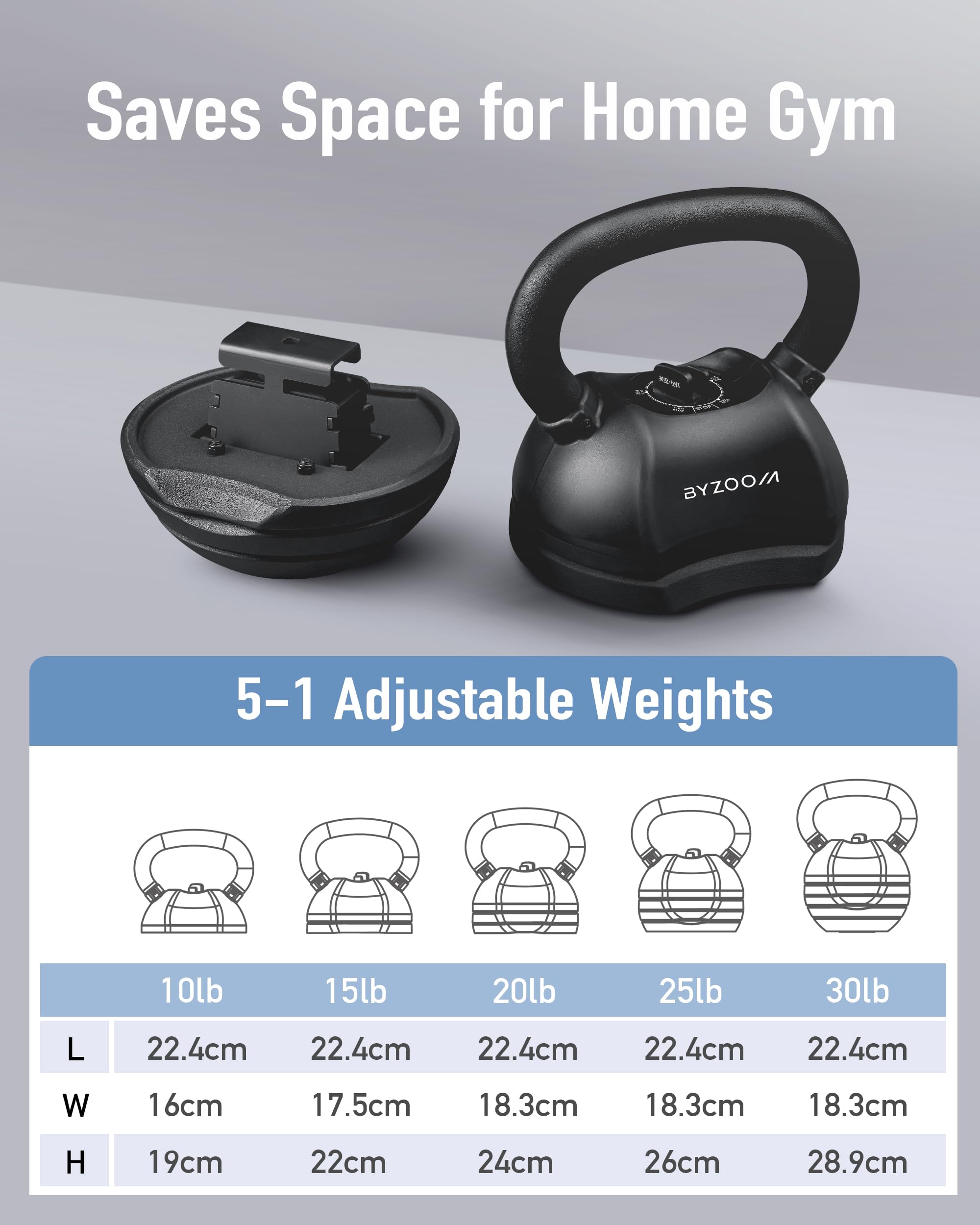 30lb Adjustable Kettlebell - 5-in-1 Weight Set for Home Gym, Full Body Workout, Strength Training & Fitness Exercises | Perfect for Beginners & Women | Ideal for HIIT, CrossFit, Yoga & Functional Training