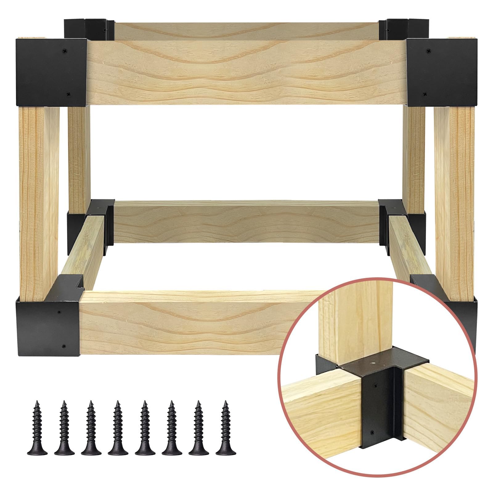 8-Piece Heavy Duty Steel Corner Brackets Kit for Workbench & Shelving - 3-Way Right Angle Bracket Fits 2x4 Wood (1.5
