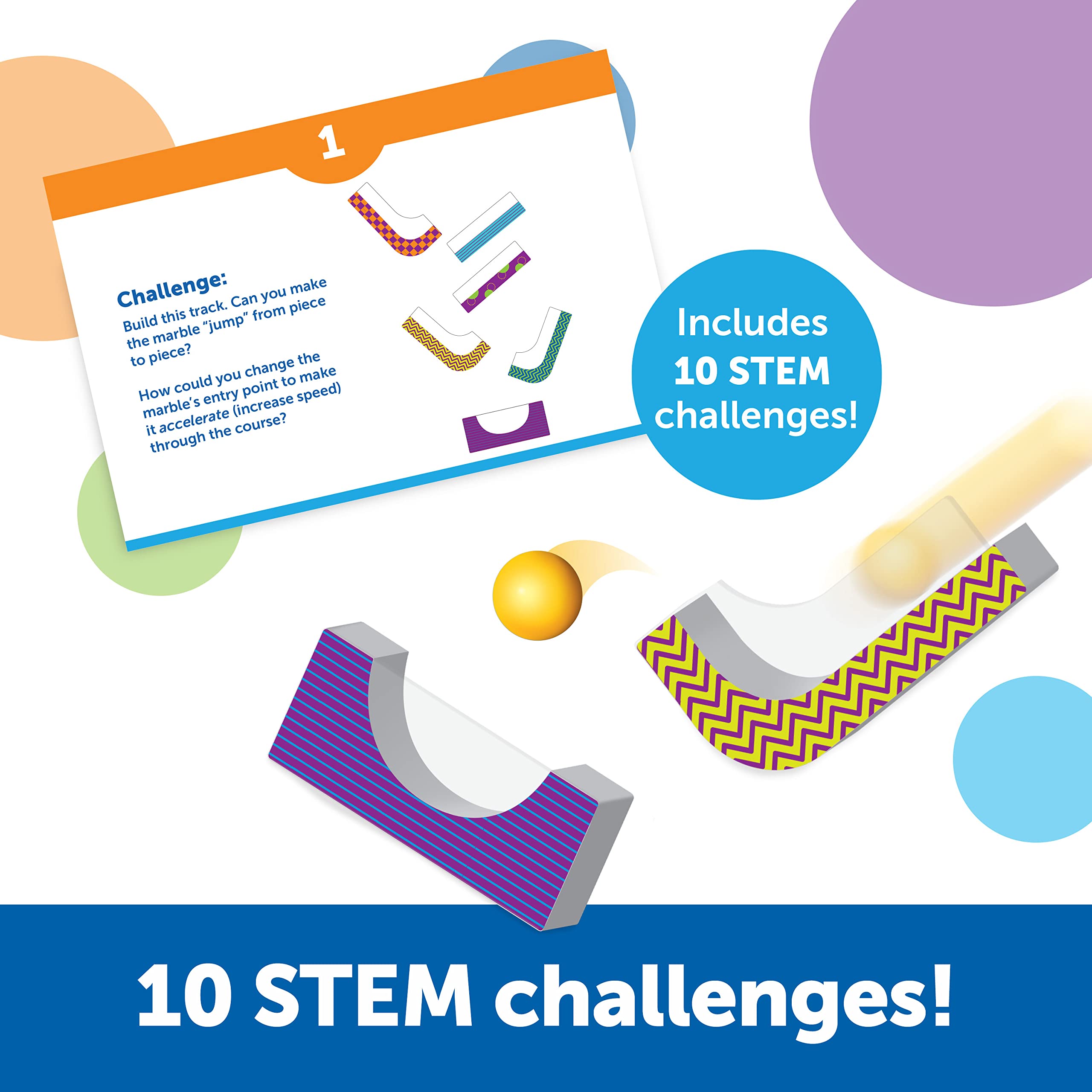 Learning Resources STEM Explorers Marble Runners - 18 Piece Educational Building Set for Kids Ages 5+, Kindergarten STEM Toys with Brain Teaser Games & Activities - Perfect for Classroom Learning & Home Play