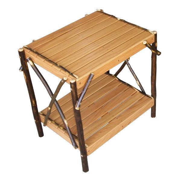 Stylish Hickory End Table for Living Room - Rustic Wood Side Table with Storage Shelf - Perfect for Small Spaces, Bedroom, or Office Decor