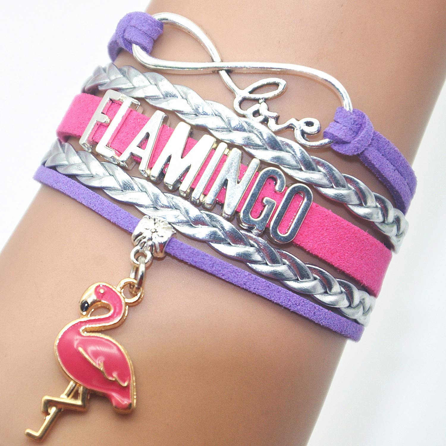HCChanshi Flamingo Jewelry - Infinity Love Flamingo Bracelet for Women, Unique Flamingo Themed Gifts for Adults, Flamingo Lovers Accessories - Perfect for Birthday Parties, Bridesmaid Gifts & Tropical Themed Events