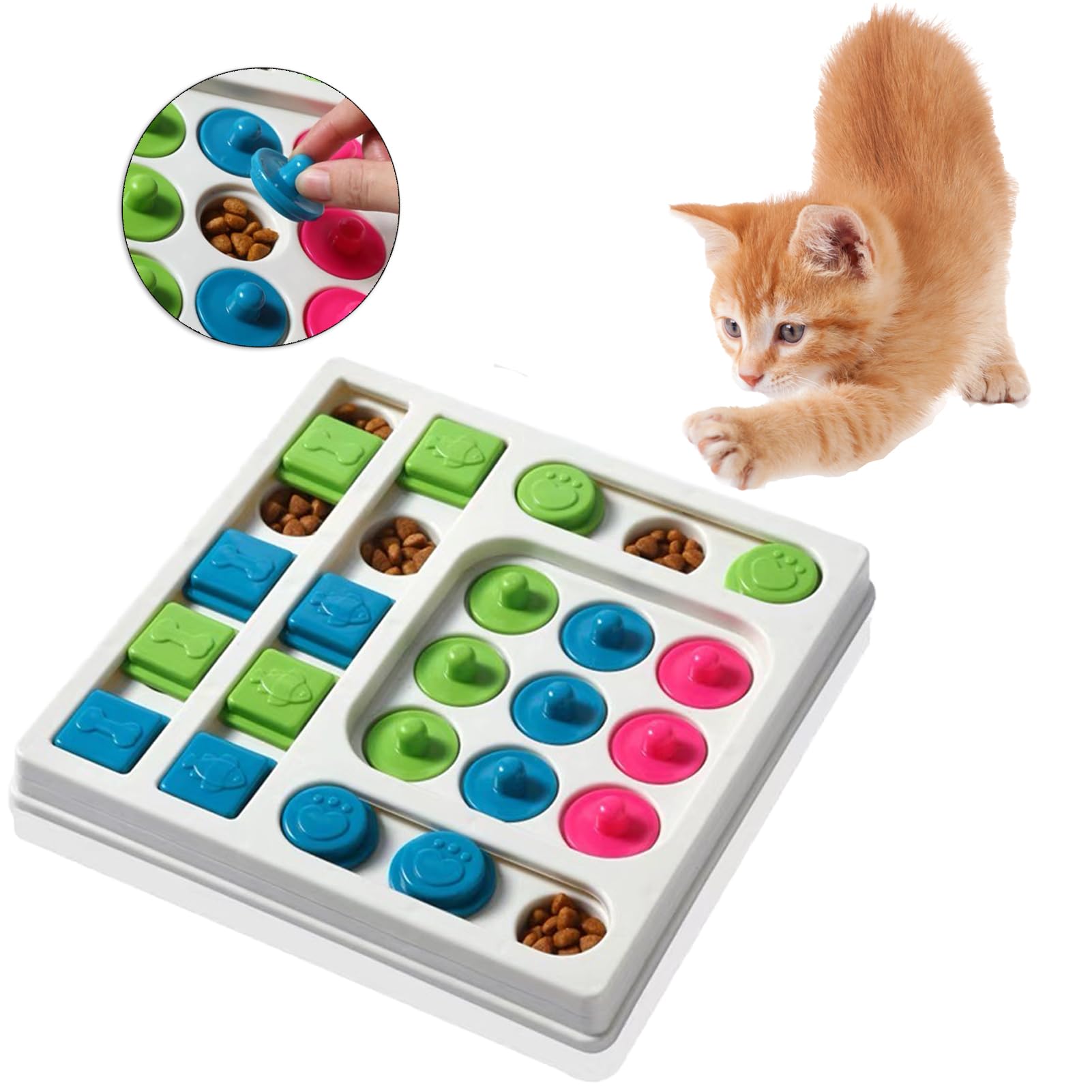 Interactive Cat Puzzle Feeder Toy - Slow Feeder Maze for Bored Indoor Cats - Fun Food Dispensing Game for Kittens & Adult Cats - Perfect for Mental Stimulation & Preventing Overeating