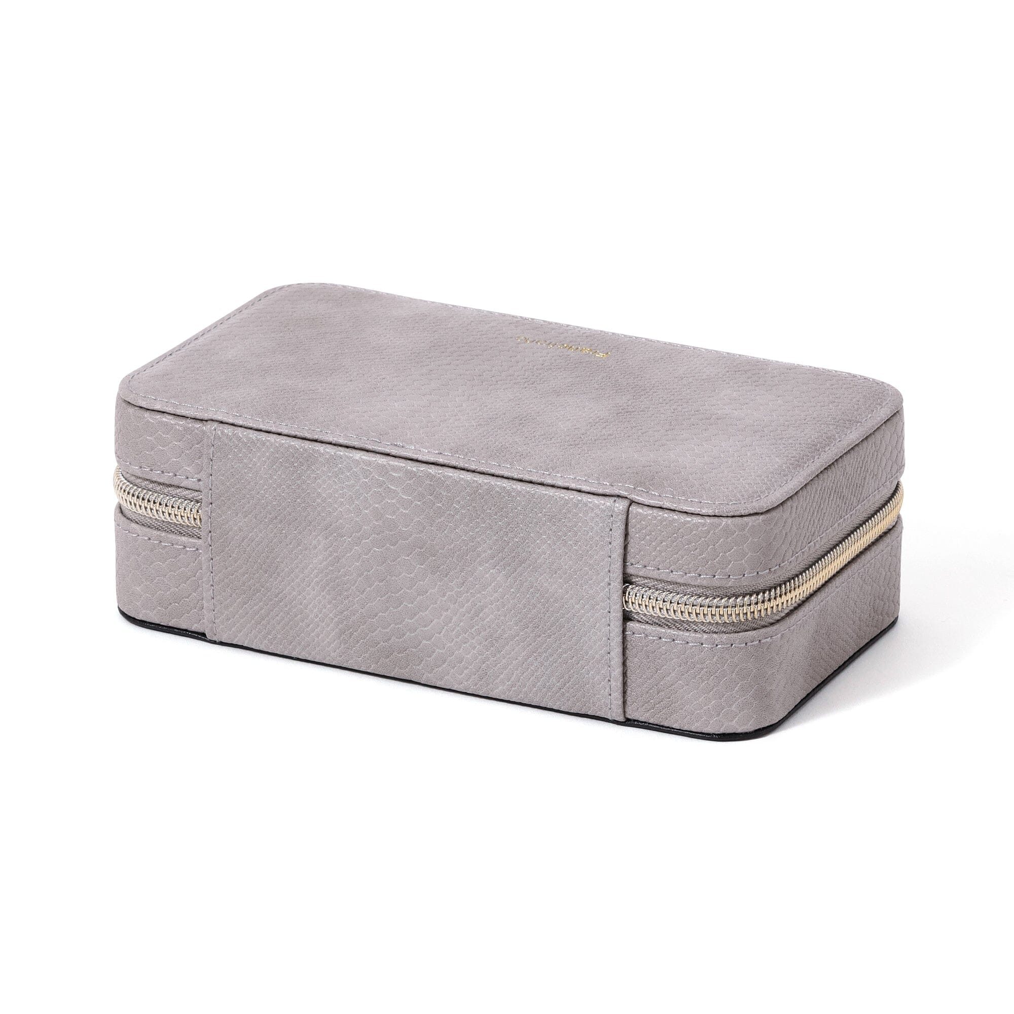 Flavia Travel Jewelry Box - Compact Organizer for Necklaces, Rings & Earrings - Perfect for Vacation, Business Trips & Gifts (M, Grey)