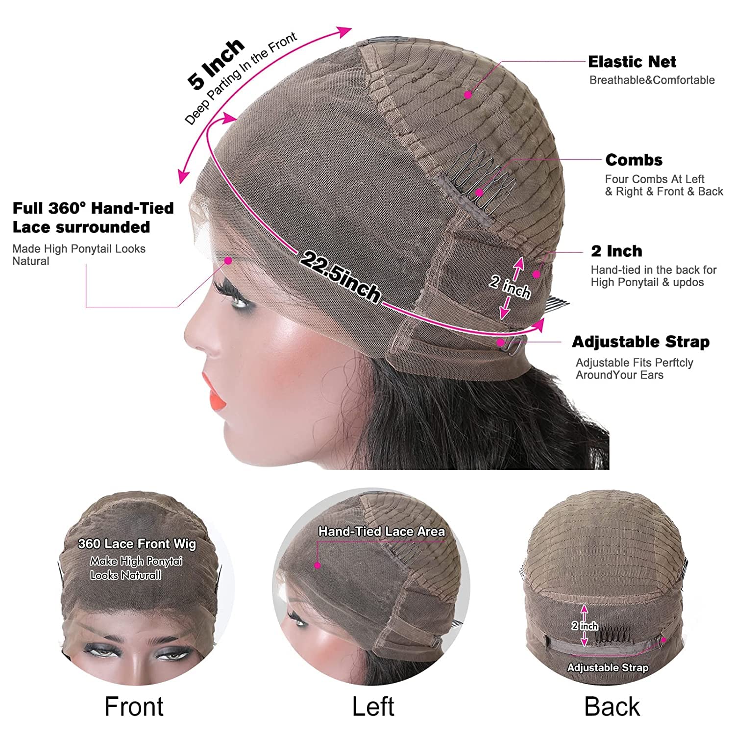 360 Lace Front Wigs Human Hair - Body Wave Pre Plucked 150% Density Full Lace Frontal Wigs for Black Women (26 Inch) | Natural Look for Daily Wear, Parties & Special Occasions