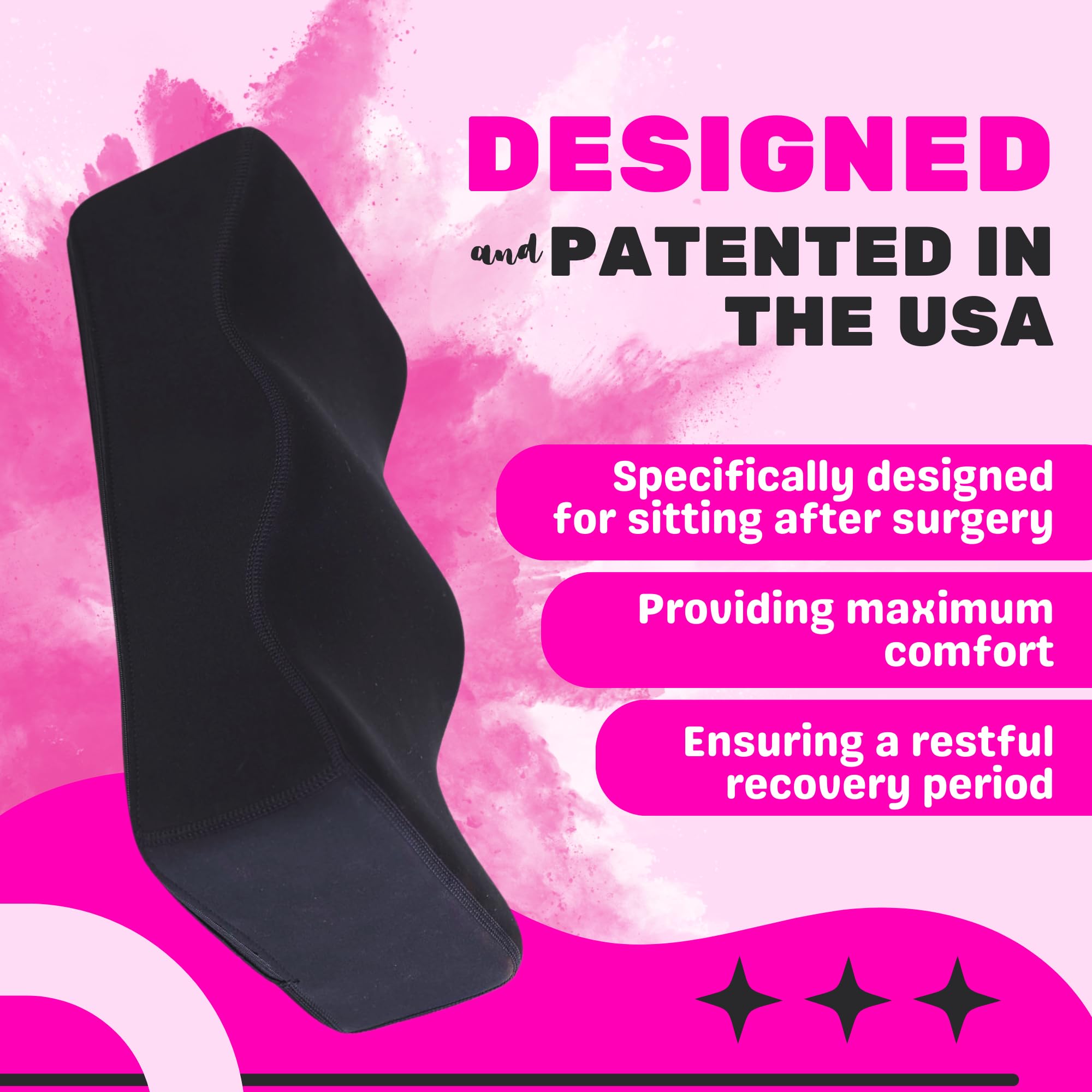 Post Surgery BBL Pillow for Butt - Comfortable Booty Pillow After Brazilian Butt Lift Surgery, Post-Surgery Supplies Kit with Butt-Shaped Cushion - Perfect for Sitting Comfort After BBL Surgery, Travel & Recovery