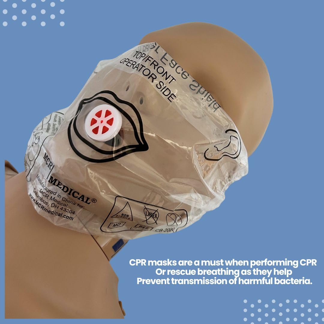 MCR Medical CPR Mask Keychain with Nitrile Gloves (50 Pack) - First Aid Emergency Kit for Car, Home & Outdoor Safety - EMT, Nurse & First Responder Essential
