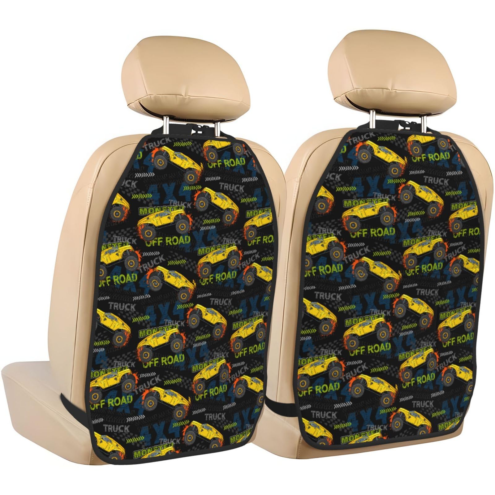 2-Piece Monster Truck Car Backseat Organizer - Durable Seat Storage for Kids Toys, Snacks & Essentials | Perfect for Road Trips, Family Travel & Daily Commute