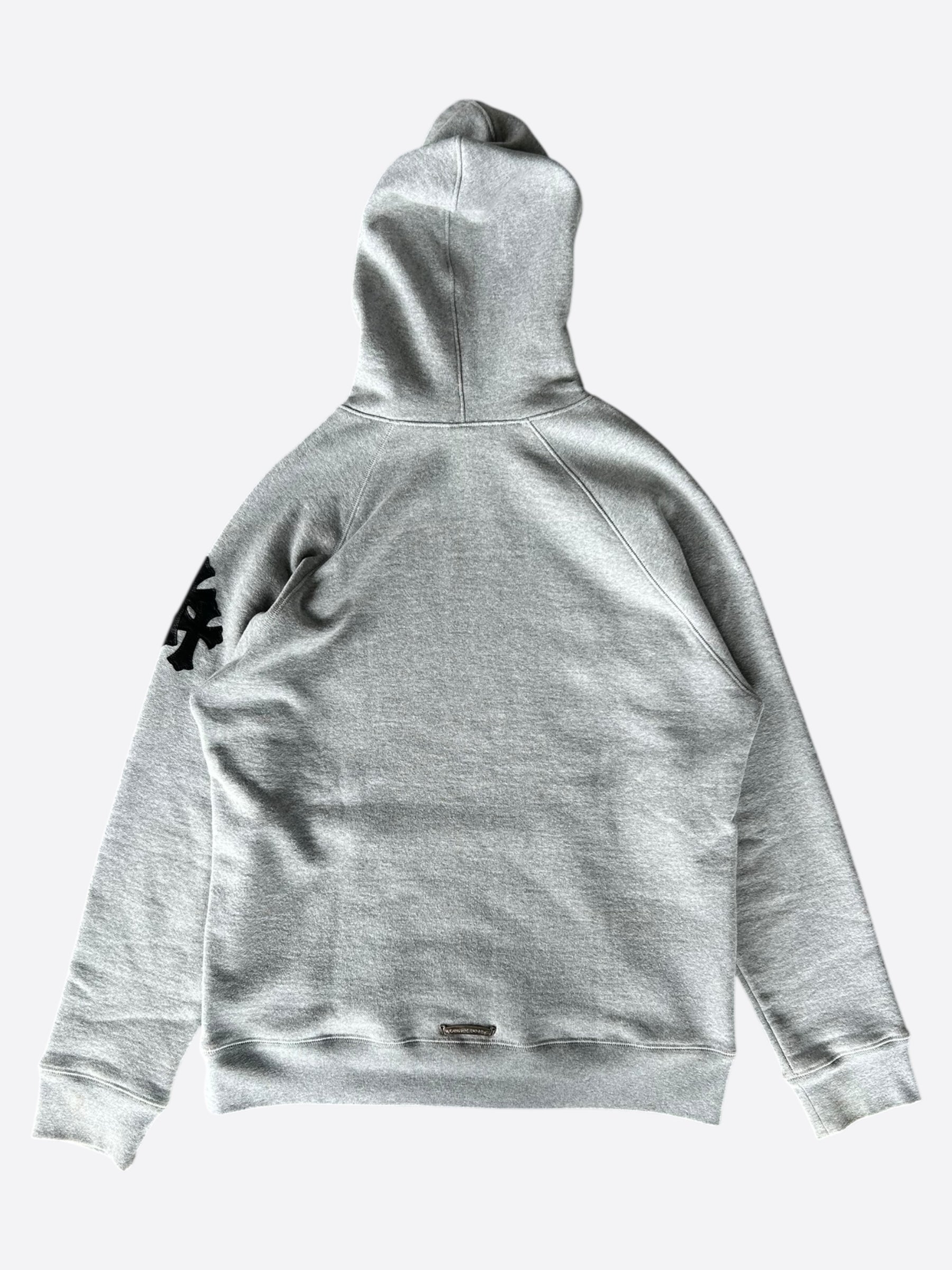 Chrome Hearts Grey & Black Triple Cross Patch Hoodie for Men & Women | Stylish Streetwear for Casual Outfits & Urban Fashion