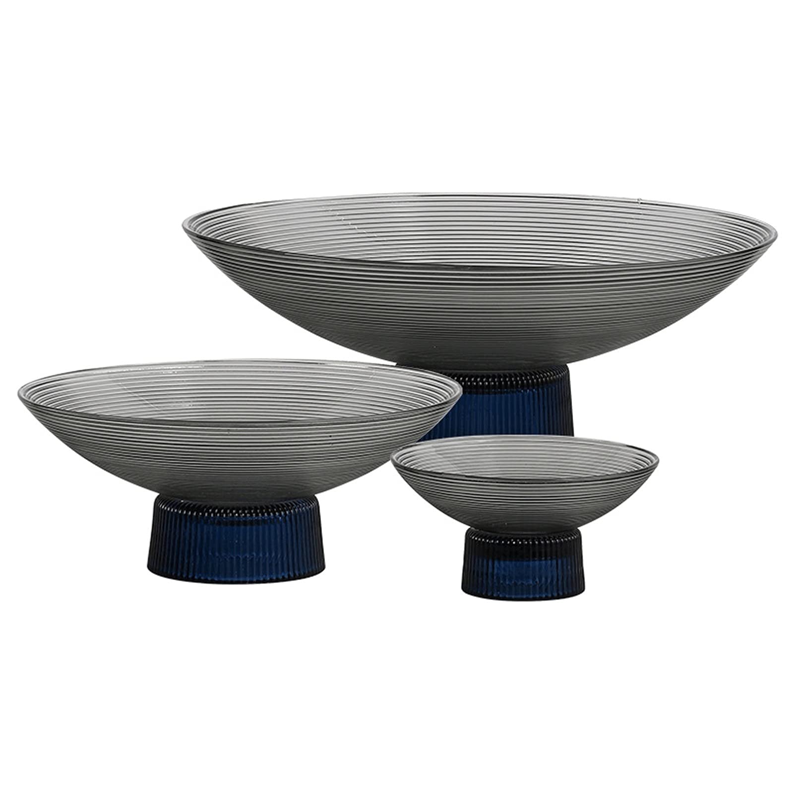 3-Piece Glass Pedestal Fruit Bowl Set - Elegant Round Centerpiece for Kitchen Table, Fruit Display & Home Decor | Perfect for Dining Room, Party Serving & Decorative Accents (Color: A)
