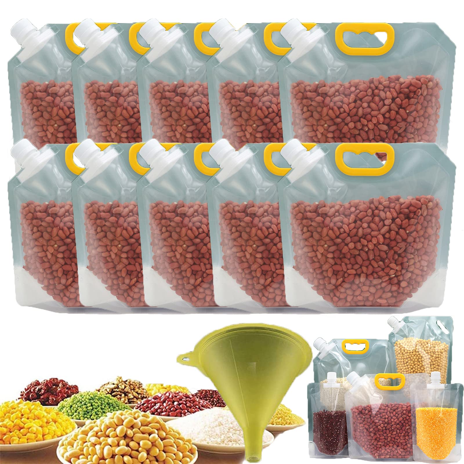 10-Pack 2.5L Transparent Stand Up Grain Moisture-proof Sealed Food Storage Bags | Airtight Dry Food Containers for Rice, Flour, Coffee, Pet Food & More | Perfect for Kitchen Pantry Organization & Bulk Food Storage