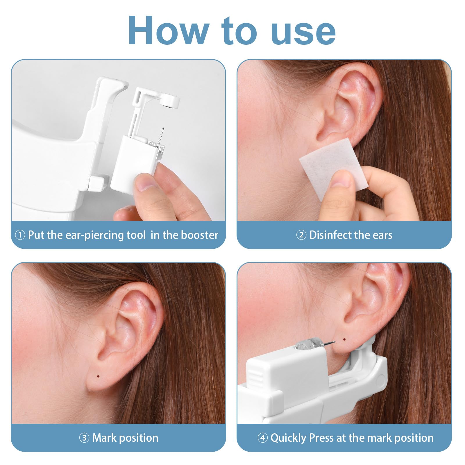 Professional Reusable Ear Piercing Gun Booster with 2 Disposable Kits & Built-in Studs - Safe Ear Piercing Tool for Home, Salon, and DIY Jewelry Making