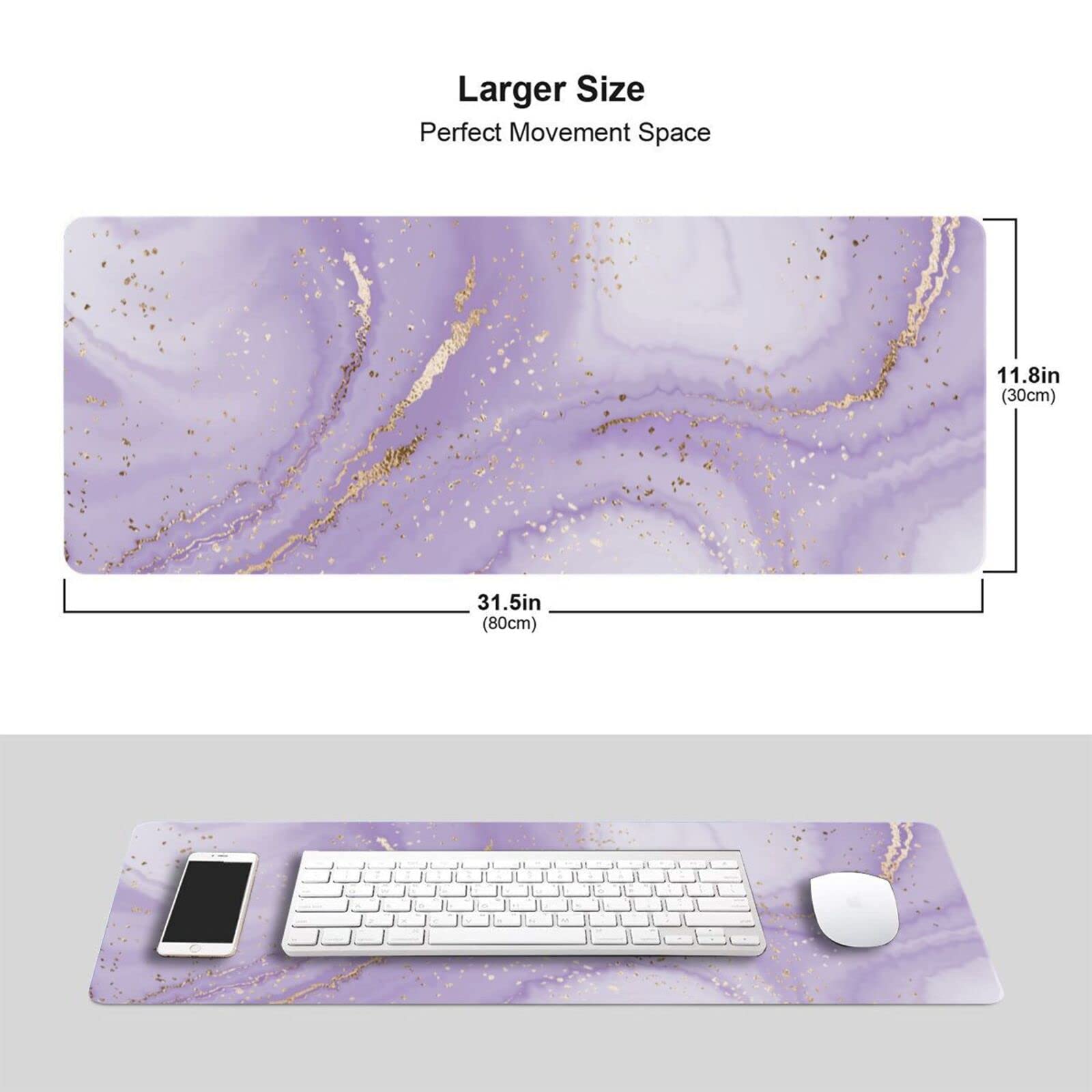 Premium Purple Gold Marble Gaming Mouse Pad - Extra Large 31.5