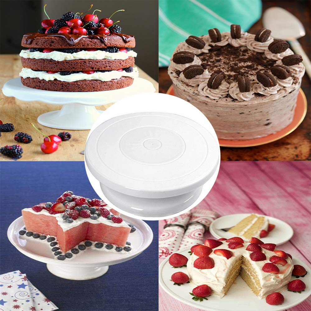 Hofumix 12-Inch Cake Turntable Stand - Premium Cake Decorating Spinner with 3 Icing Smoothers - Heavy Duty Baking Supplies for Cake, Cookie & Dessert Decorating - Perfect for Home Bakers & Professional Chefs