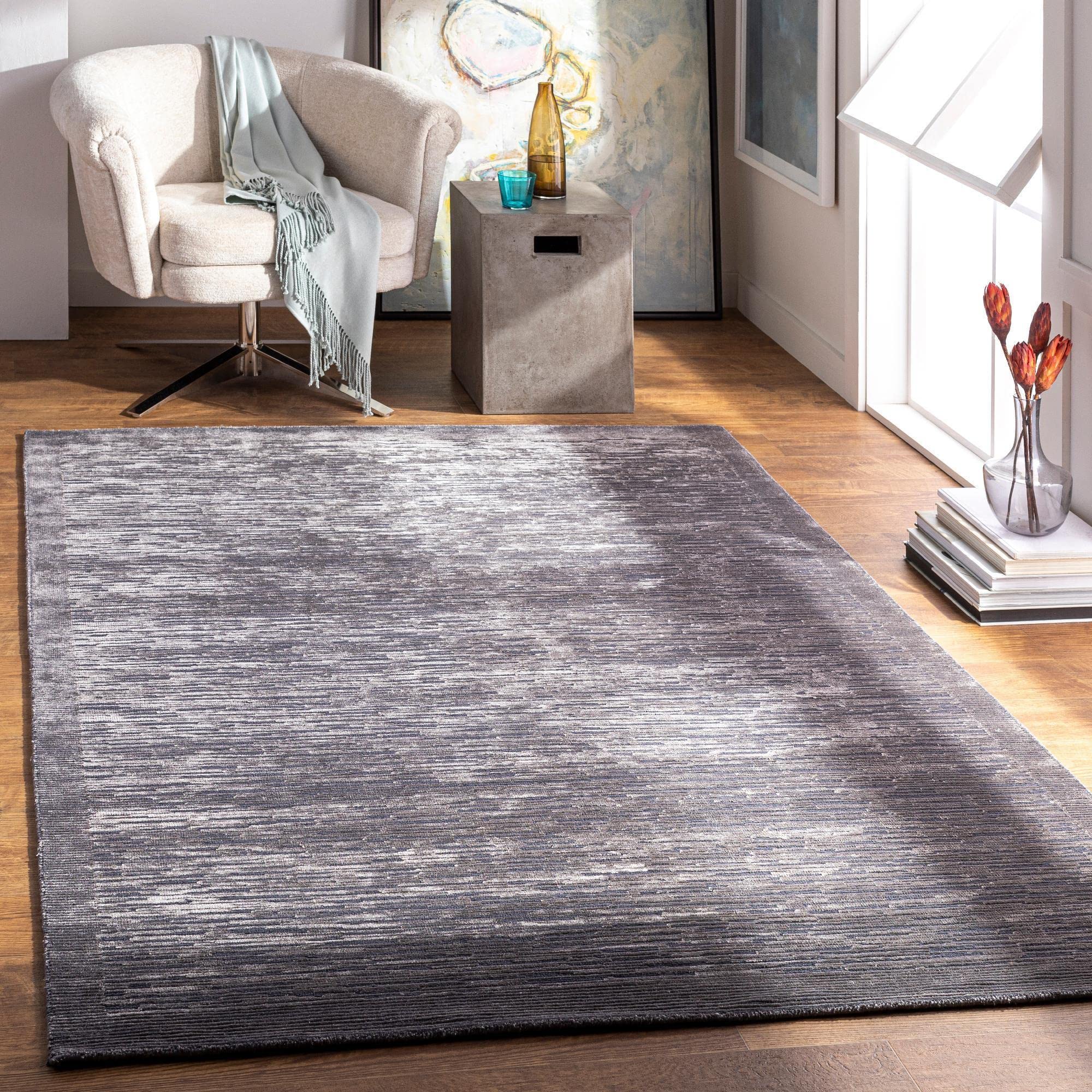 Mark&Day 2x3 Stanhope Solid & Border Black Area Rug - Soft Black Cream Carpet for Living Room, Bedroom, Kitchen - Perfect for Home Decor & Cozy Spaces (2' x 3')