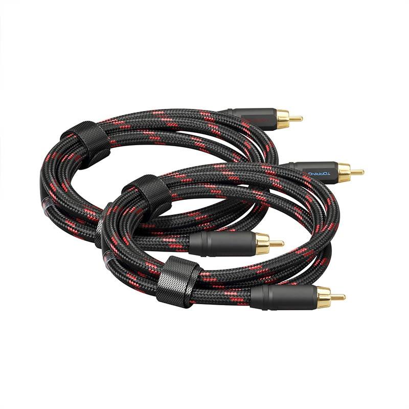 Premium TOPPING TCR2 6N Single Crystal Copper Gold Plated RCA Audio Cable - High-End Interconnect for Home Theater, Hi-Fi Systems & Audiophile Setups