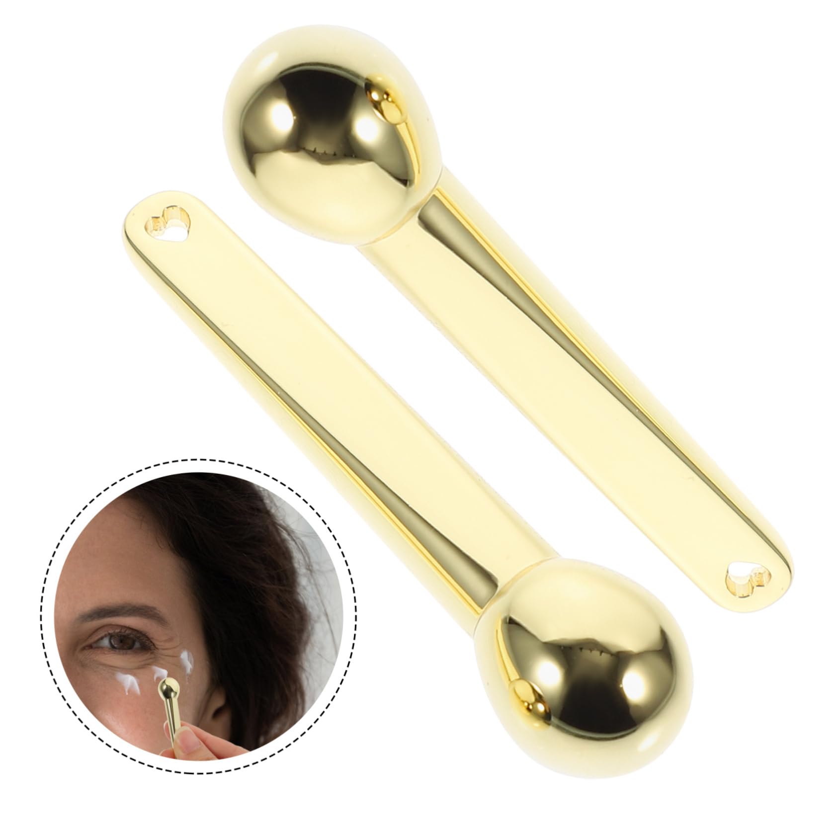 IPetBoom 2-Pack Gold Eye Roller Massage Tools - Zinc Alloy Facial Cream Applicator for Skincare & Eye Cream Application | Perfect for Home Spa, Anti-Aging Routine & Puffiness Relief