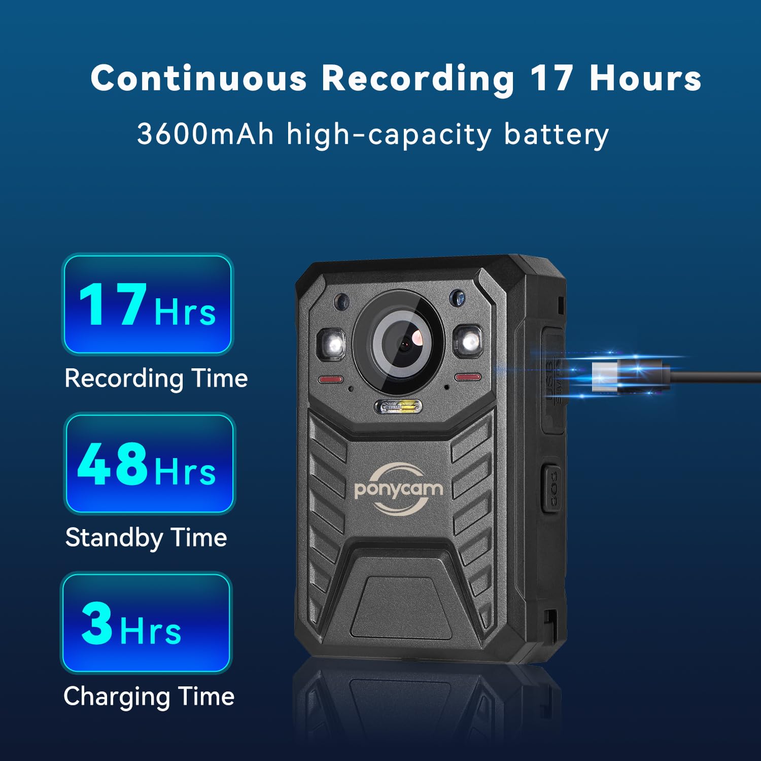 1440P HD Police Body Camera with 17H Record Time & 3600mAh Battery - 64GB Memory Body Worn Camera with Night Vision & Data Encryption - Ideal for Law Enforcement, Security Guards, and Personal Safety Recording