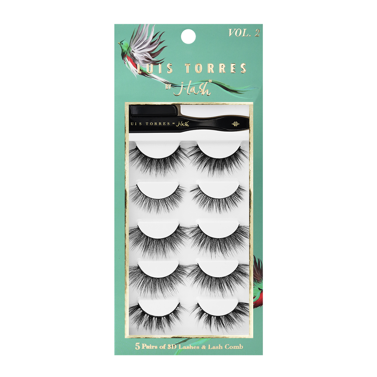 5-Pair Luis Torres x JLASH Vol. 2 False Eyelashes Set - Natural & Dramatic Lashes for Everyday & Party Makeup | Cruelty-Free & Reusable Eyelash Extensions