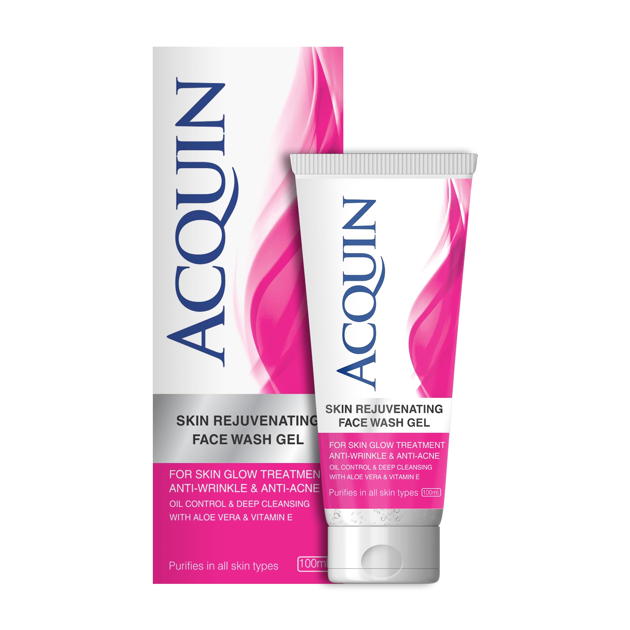 ACQUIN Anti-Acne & Anti-Wrinkle Face Wash 100ml - Gentle Cleanser for Oily & Sensitive Skin - Perfect for Daily Skincare Routine & Travel