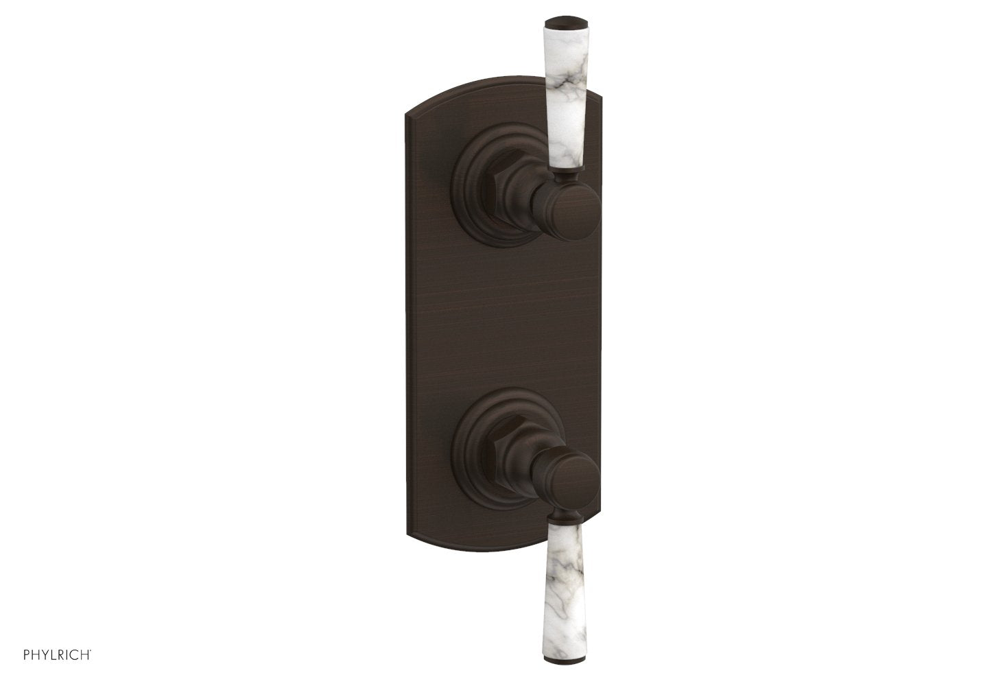 HEX TRADITIONAL / HENRI 1/2 Thermostatic Valve with Volume Control or Diverter - White Marble Handles (4 155) - Perfect for Bathroom & Shower Fixture Upgrades