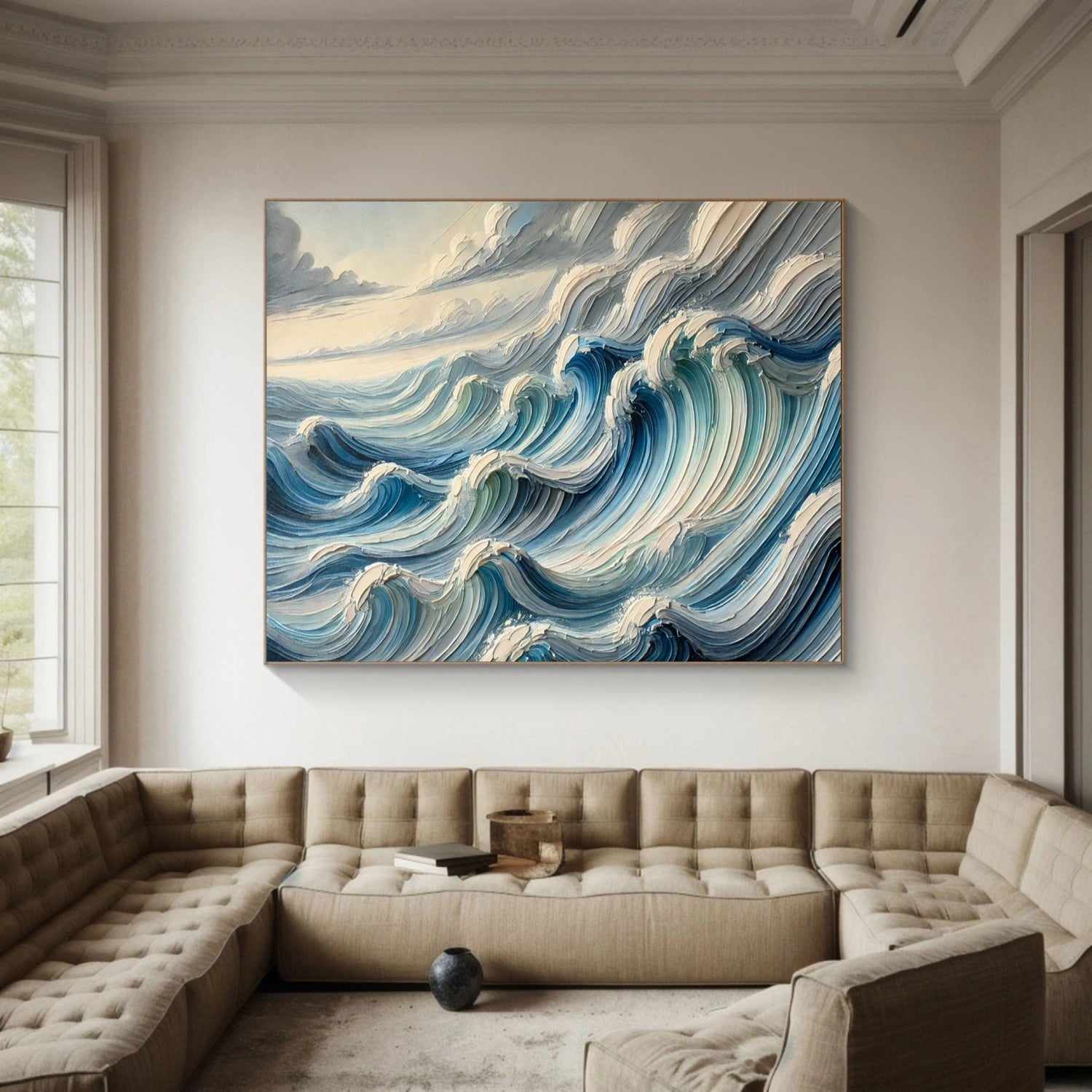 Ocean and Sky Painting #OS 232 - Handmade Canvas Wall Art for Home & Office Decor - Perfect for Living Room, Bedroom or Gift